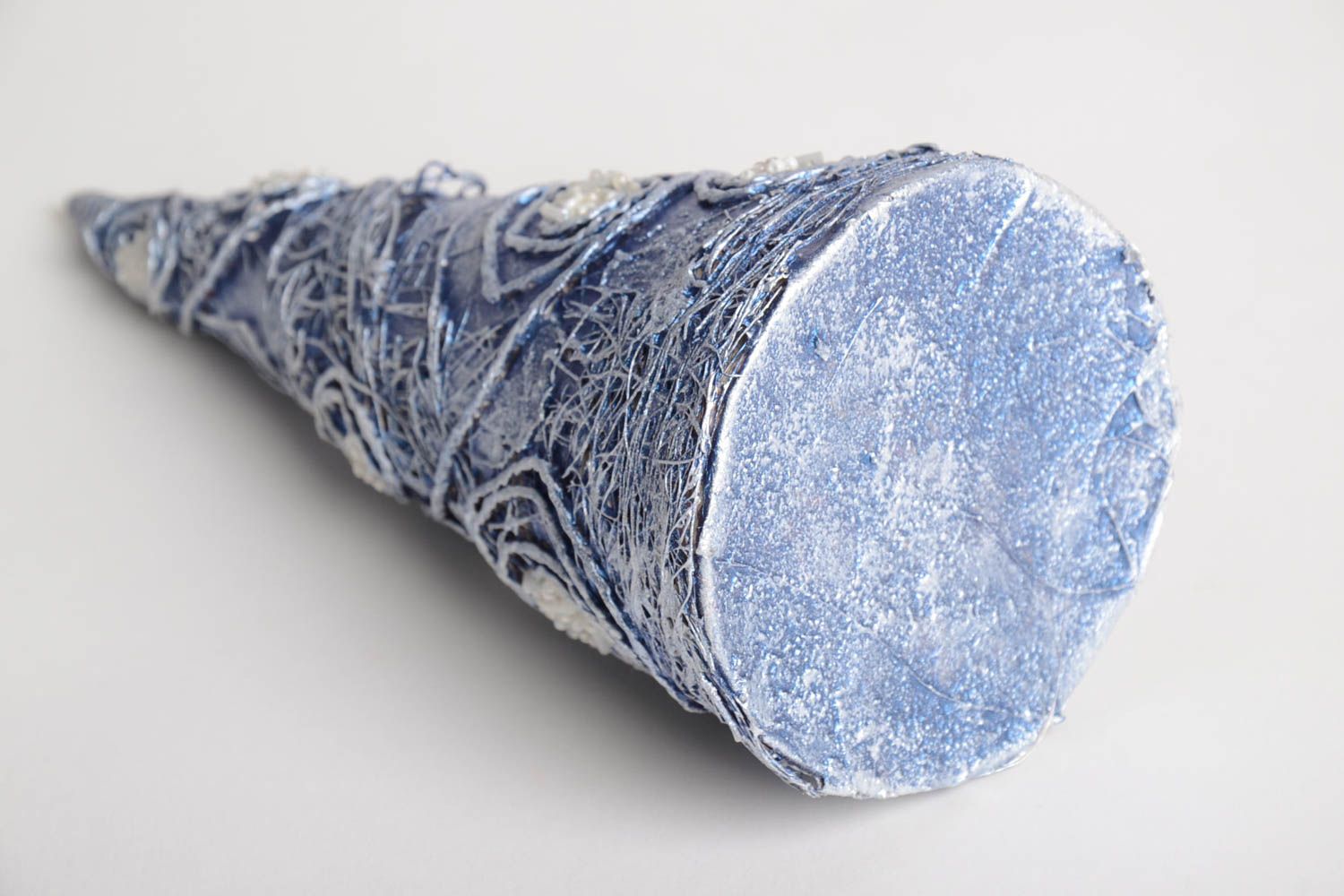 Sapin artificiel fait main Arbre décoratif bleu papier mâché Déco maison Noël photo 4
