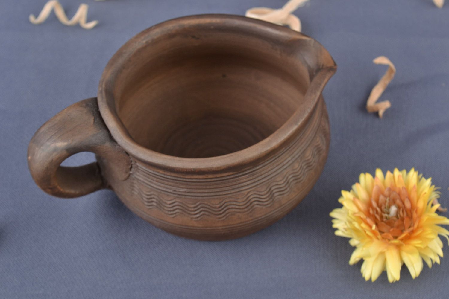 Handmade Keramik Soßenschüssel aus rotem Ton Milchbrennen Technik 70 ml foto 1