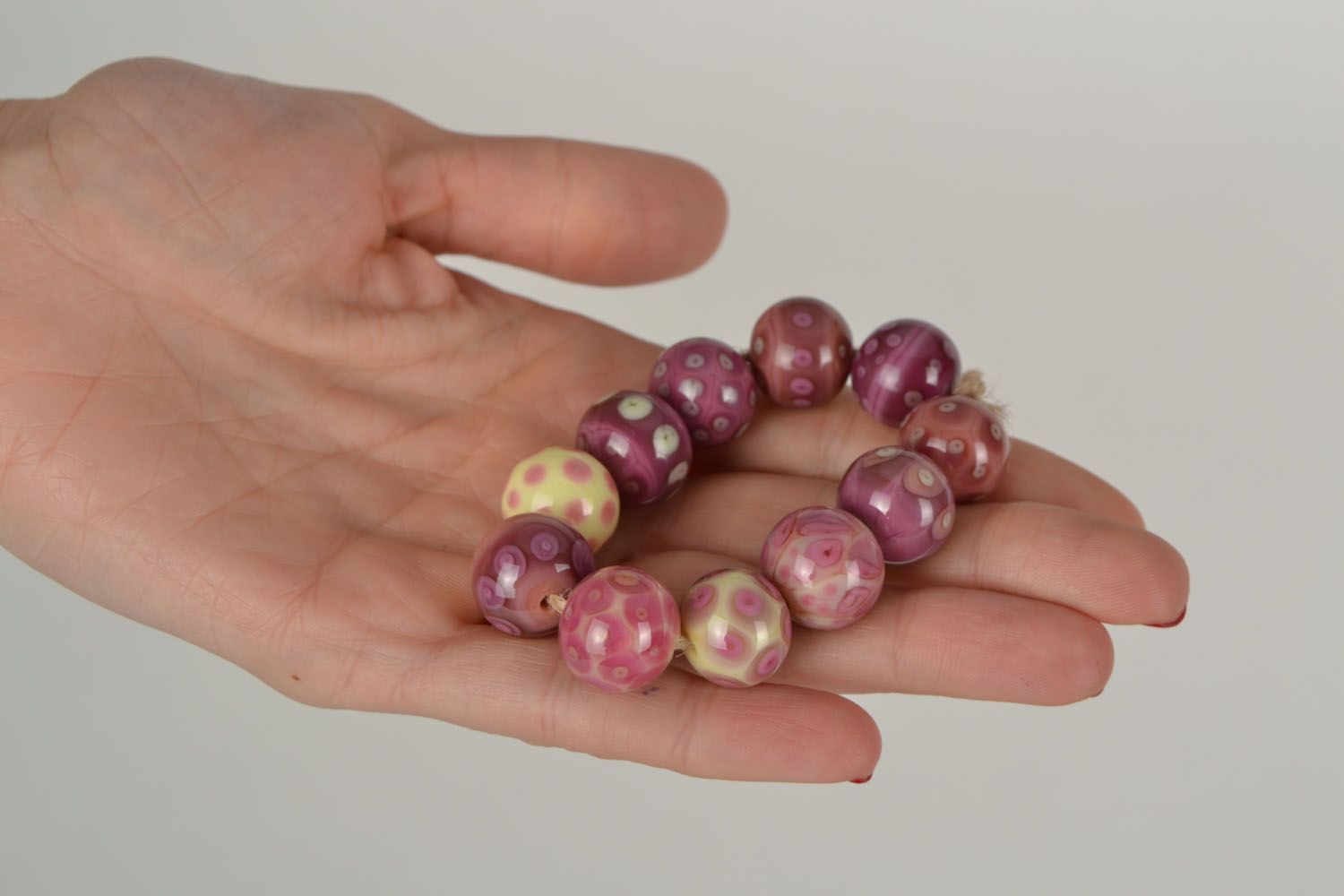 Lilac glass beads  photo 2