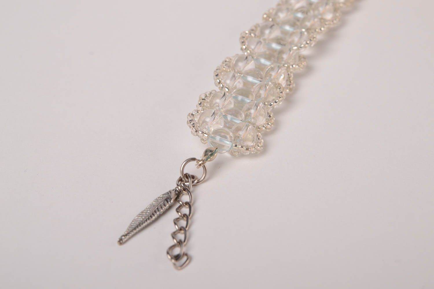 Bracelet perles rocaille blanc Bijou fait main fantaisie Accessoire femme photo 5