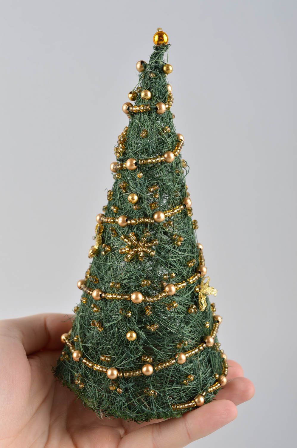 Handmade artificial Christmas tree beaded topiary for decorative use only  photo 5