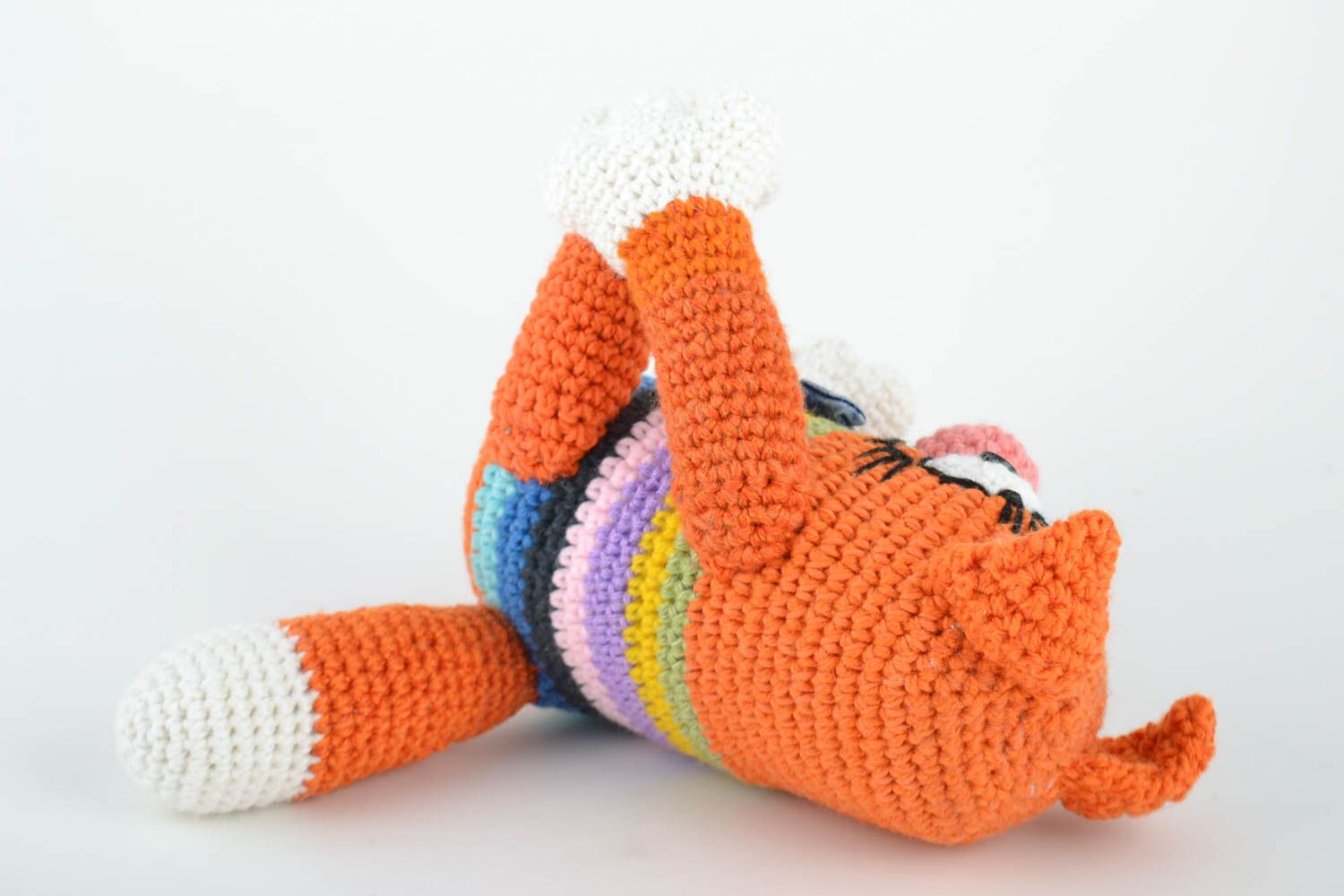 Handmade children's soft toy crocheted of woolen and semi woolen threads Fox photo 4