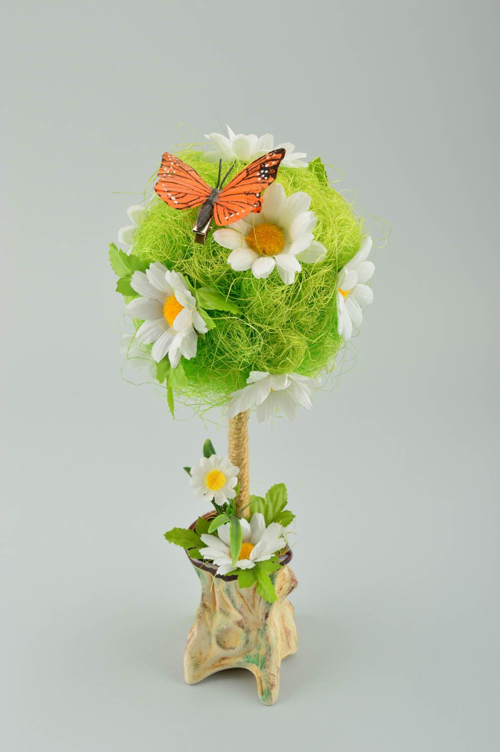 Topiario de flores hecho a mano regalo original elemento decorativo verde foto 5