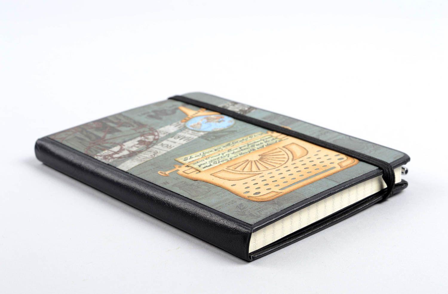 Schwarzes schönes Notizbuch handmade ausgefallenes Geschenk Design Notizblock  foto 4