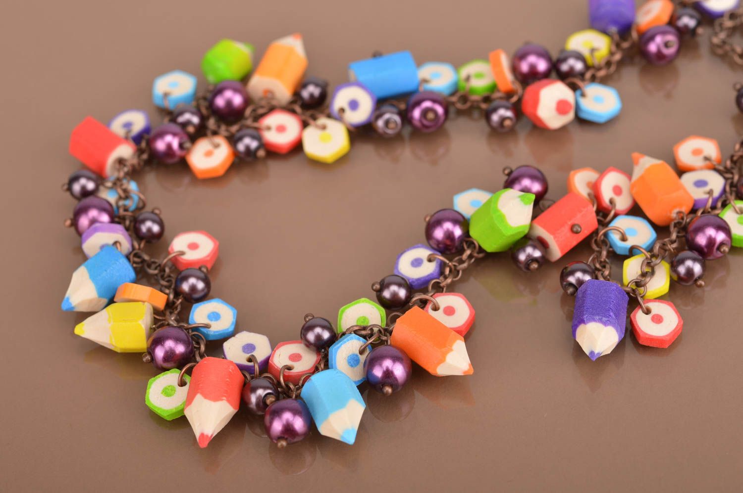 Unusual handmade polymer clay necklace funny plastic necklace jewelry designs photo 5