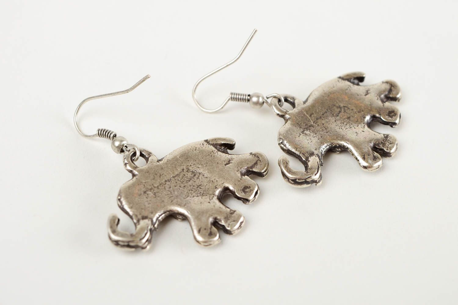 Boucles d'oreilles métal Bijou fait main éléphants design Cadeau pour femme photo 5