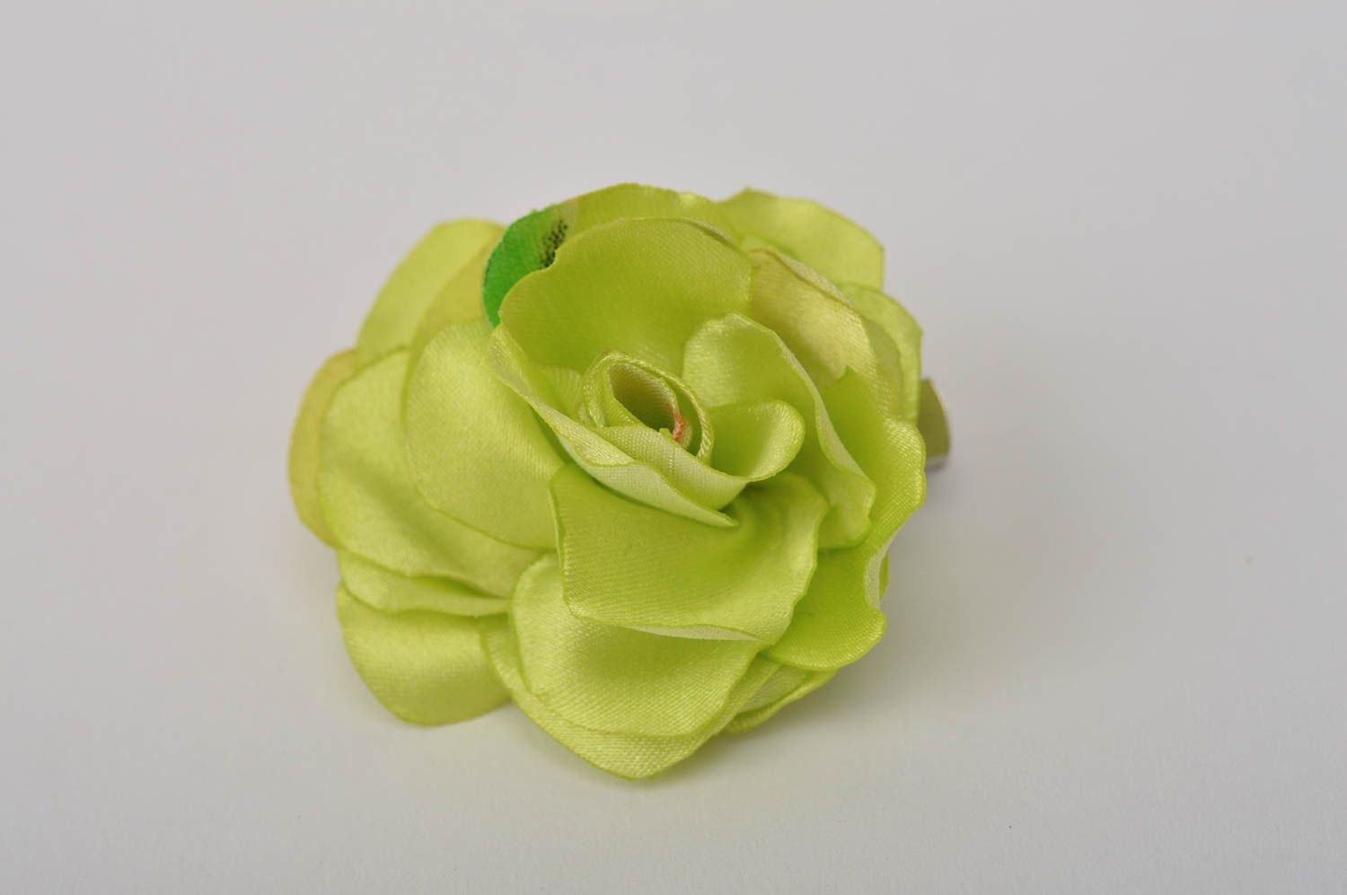 Украшение ручной работы заколка с цветком аксессуар для волос роза зеленая фото 7
