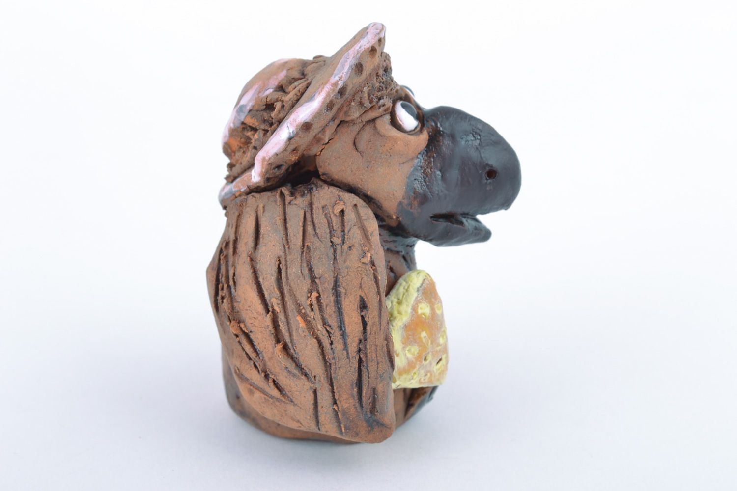 Figura figura en miniatura decorativa de cerámica con forma de grajo artesanal  foto 4