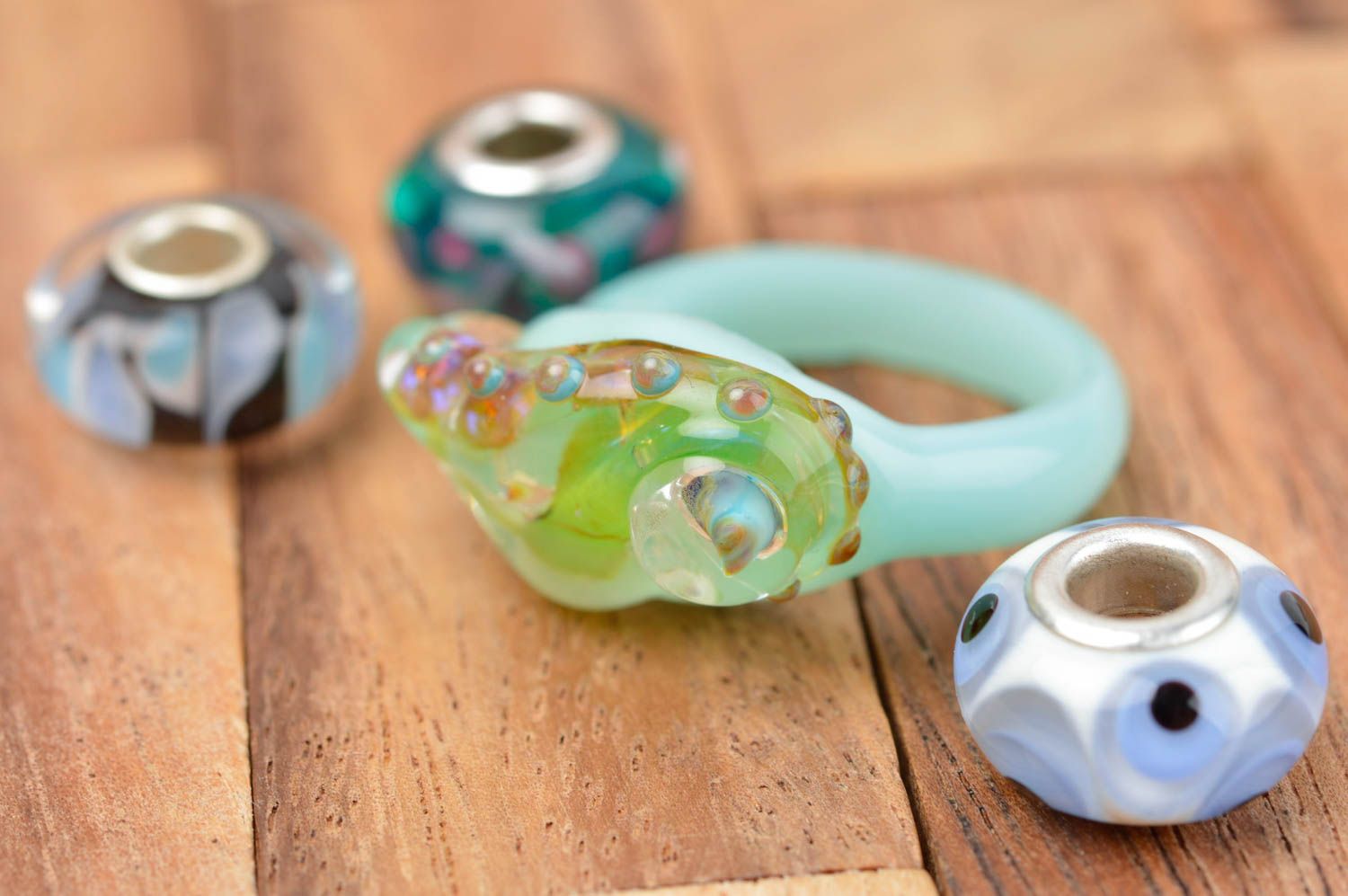 Handmade glass jewelry lampwork accessories glass ring present for women photo 1