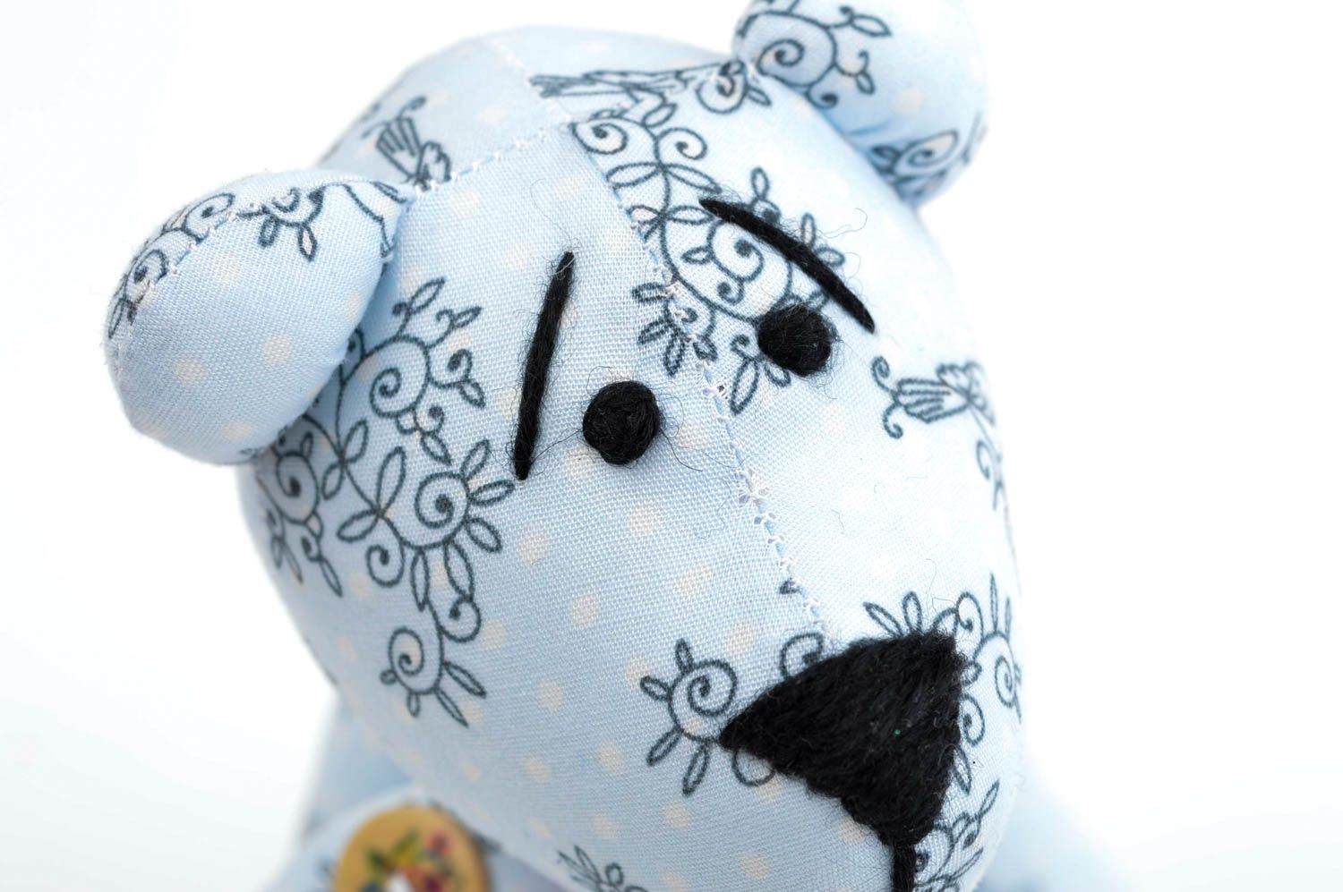 Weiches Stoff Kuscheltier handmade Geschenk für Kinder Bär Plüschtier mit Print foto 5