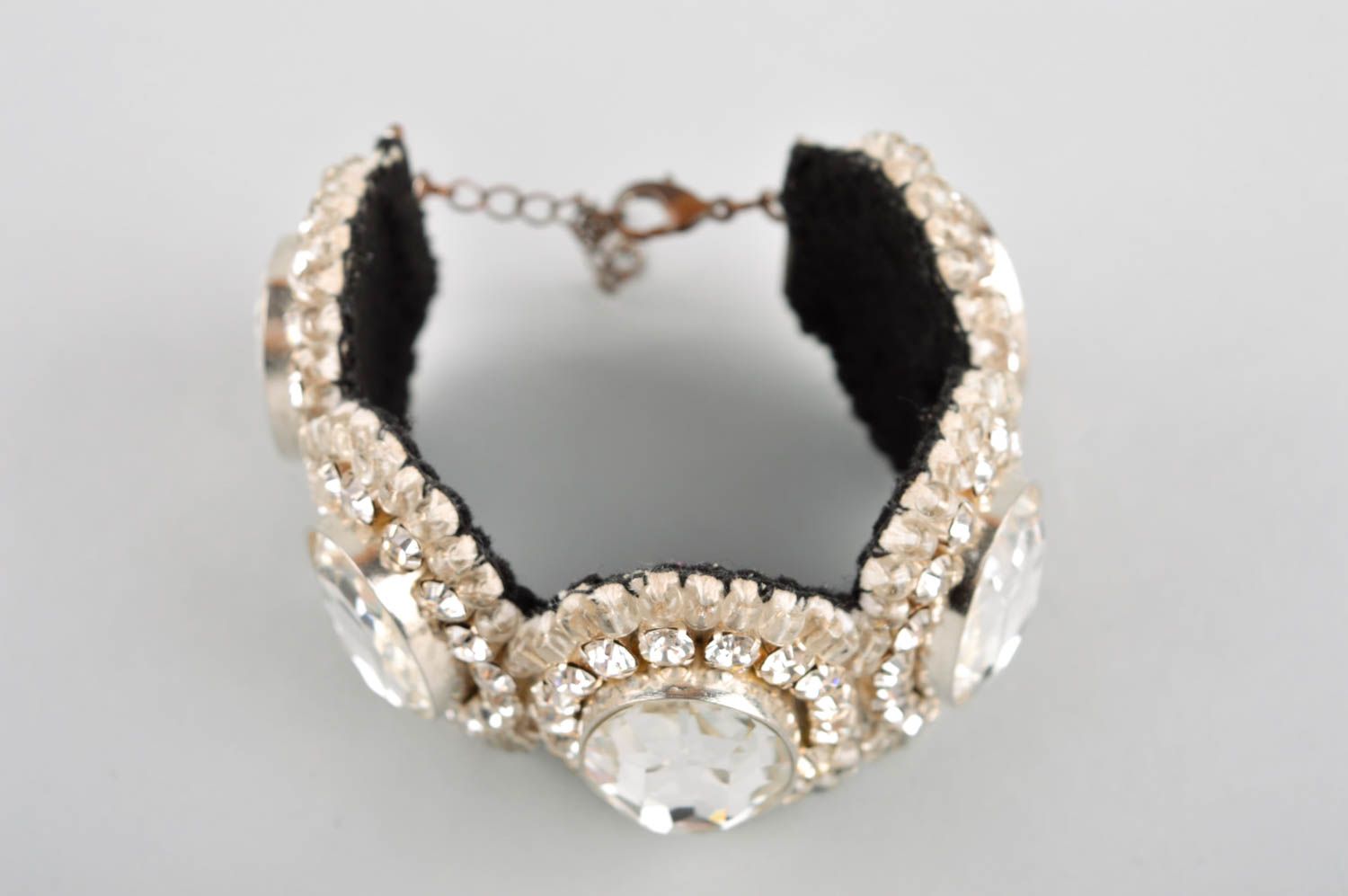 White wrist bracelet handmade crystal bijouterie designer accessory for women photo 2