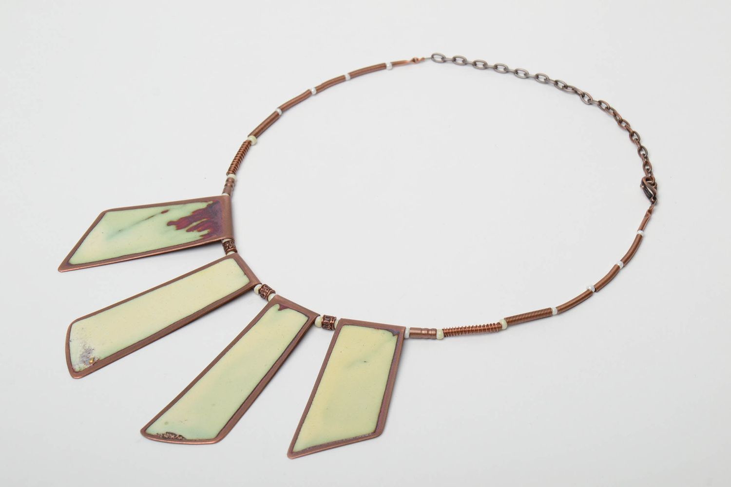 Copper necklace painted with hot enamel photo 5