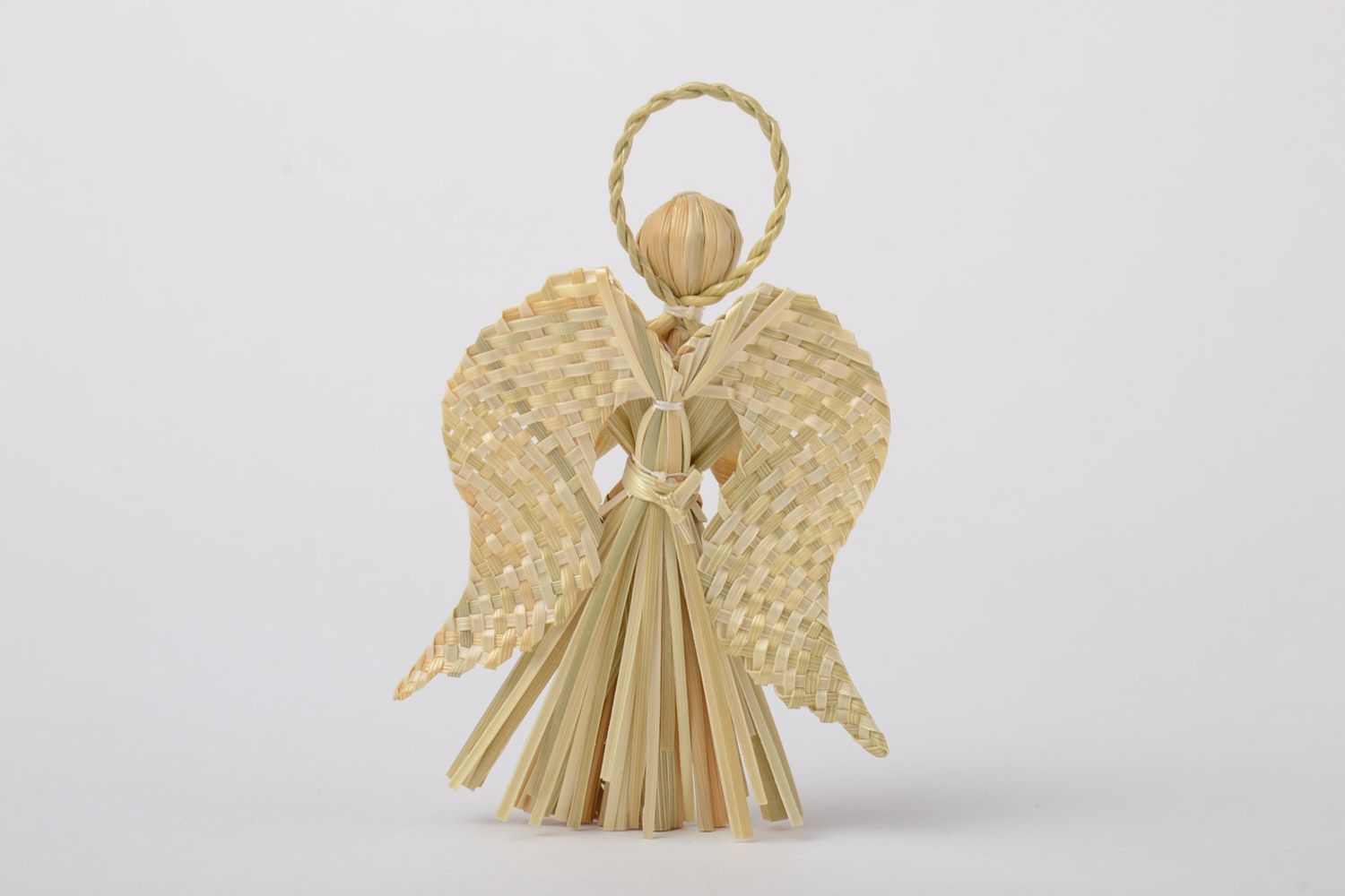 Плетеный Ангел-хранитель из соломы ручной работы подвеска для интерьера фото 3