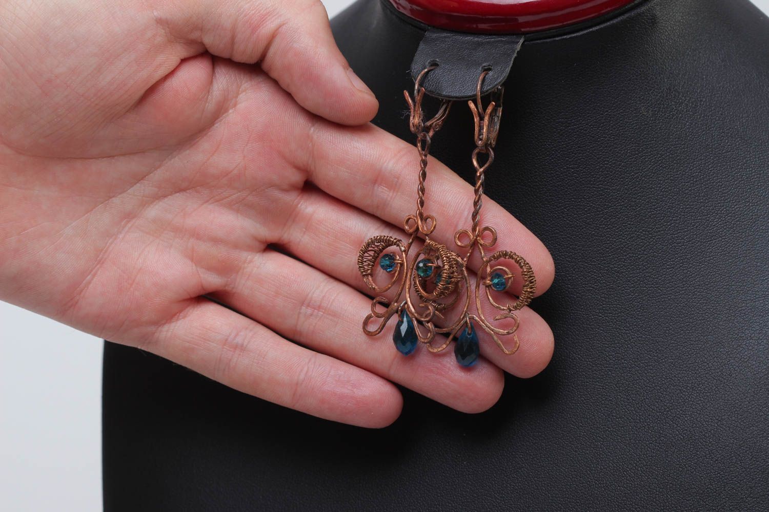 Handmade metal earrings wire wrap earrings design metal craft cool jewelry photo 5