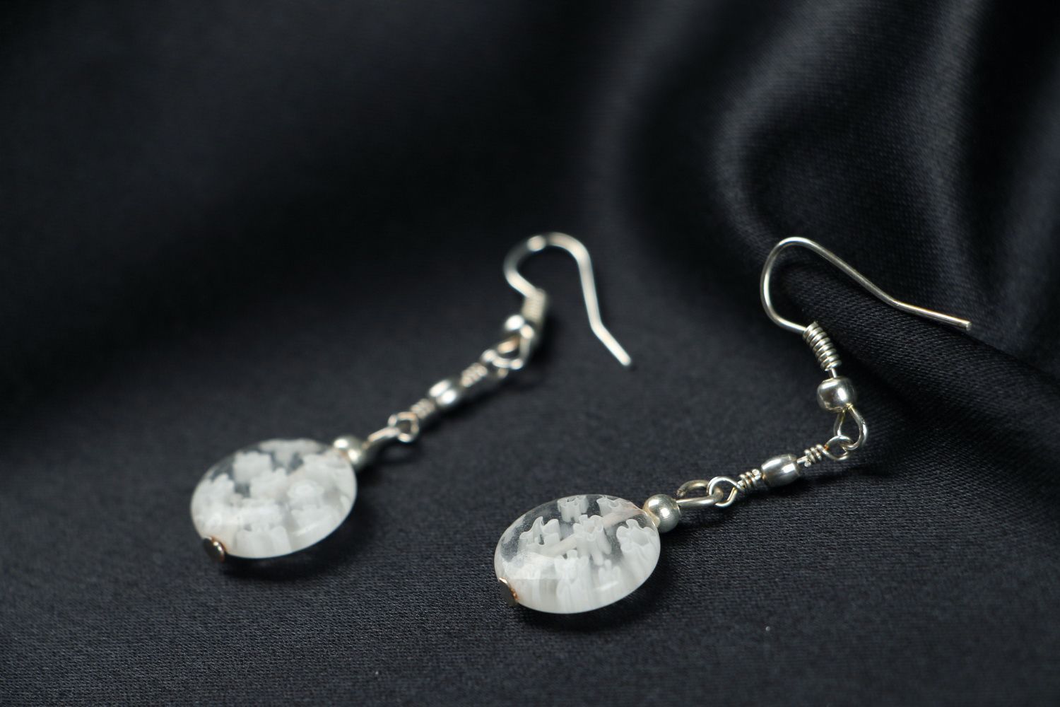 Handmade glass earrings photo 2