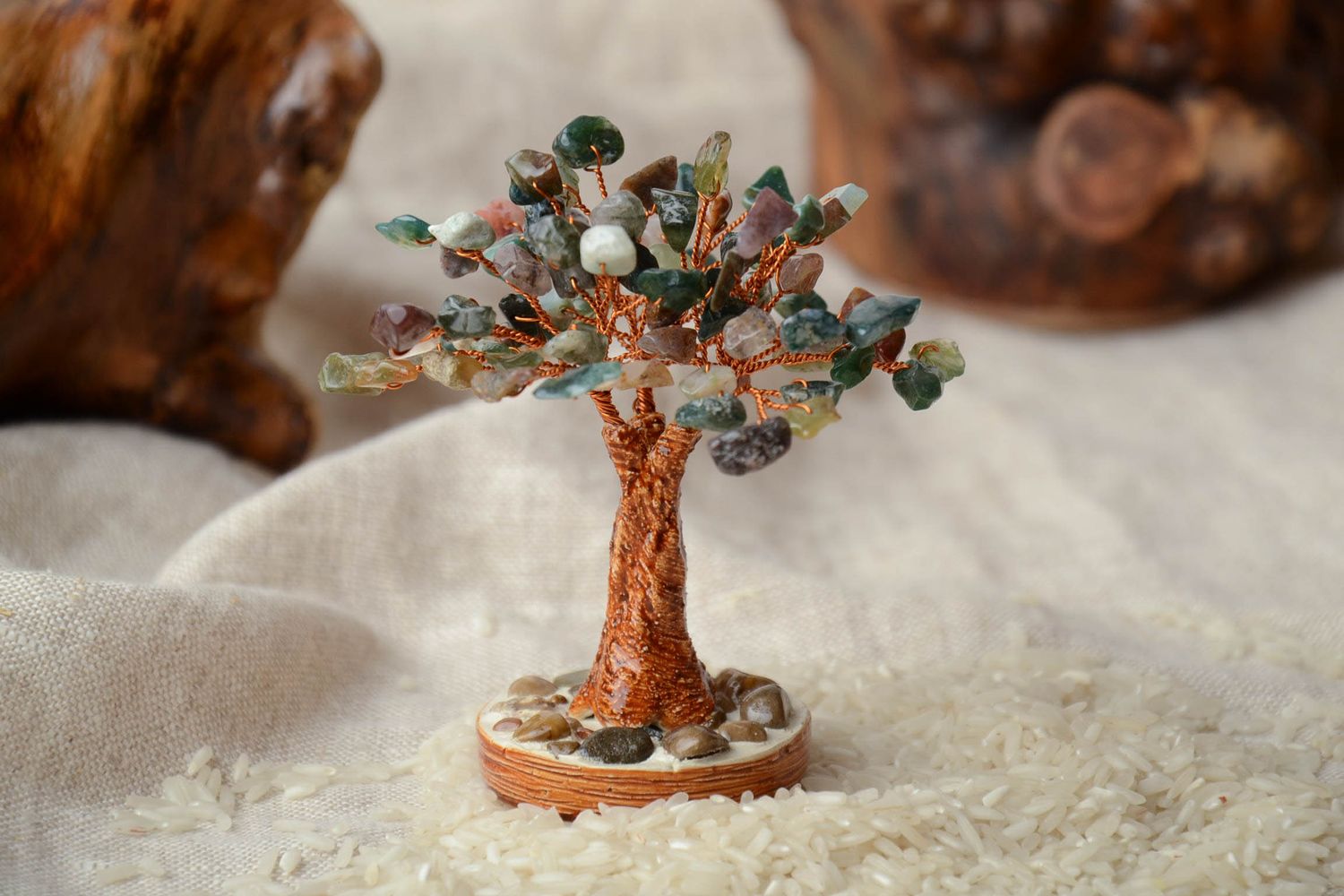 Arbre miniature en pierres jaspe bonsaï photo 1