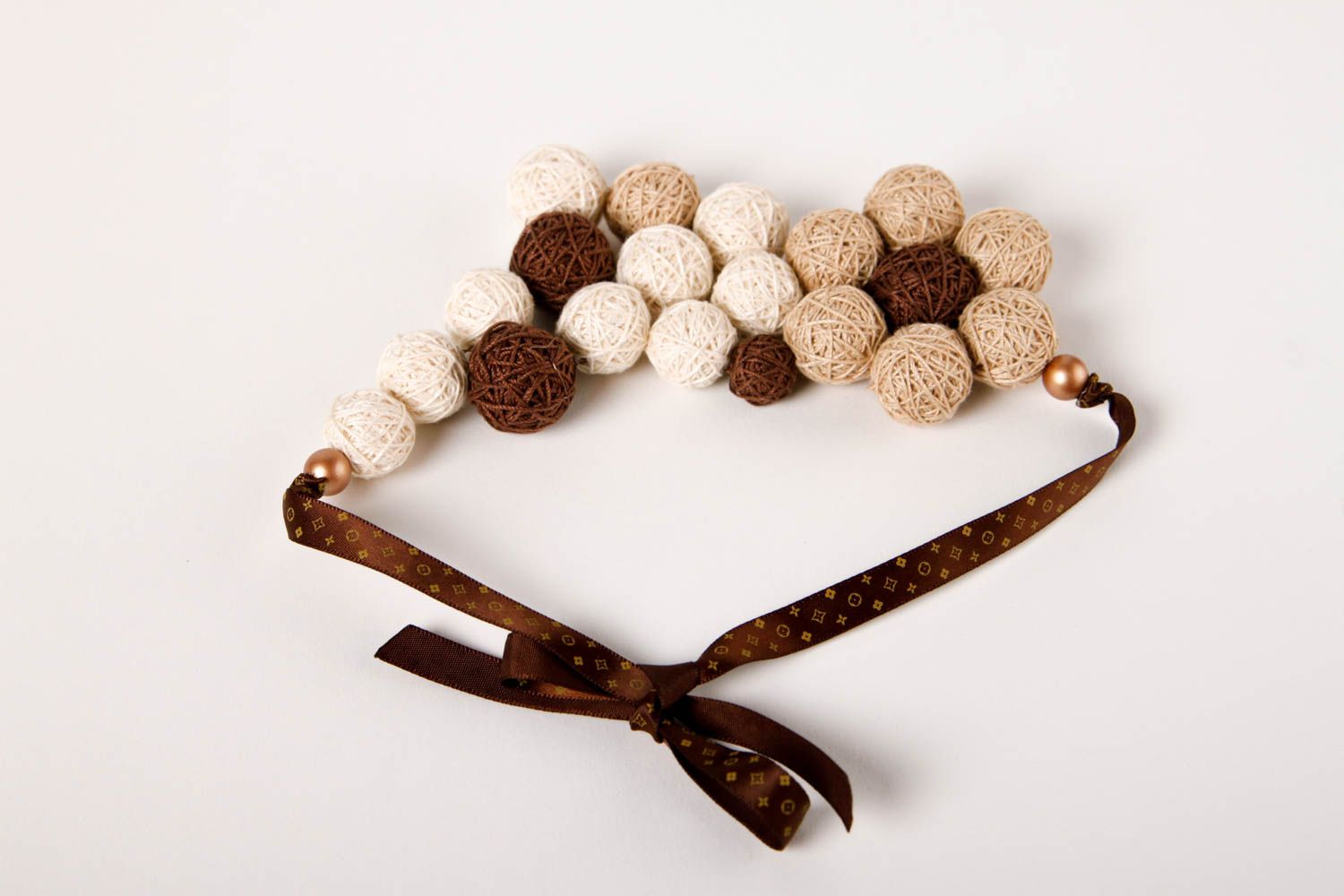 Handmade beige braune Damen Collier Accessoire für Frauen Schmuck Halskette foto 3