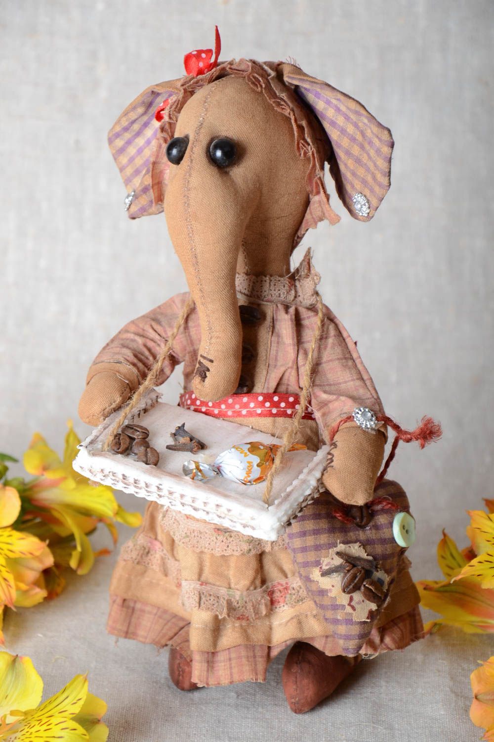 Aroma Spielzeug Elefantenkuh für Haus Dekor mit Kaffee und Vanille Handarbeit foto 1