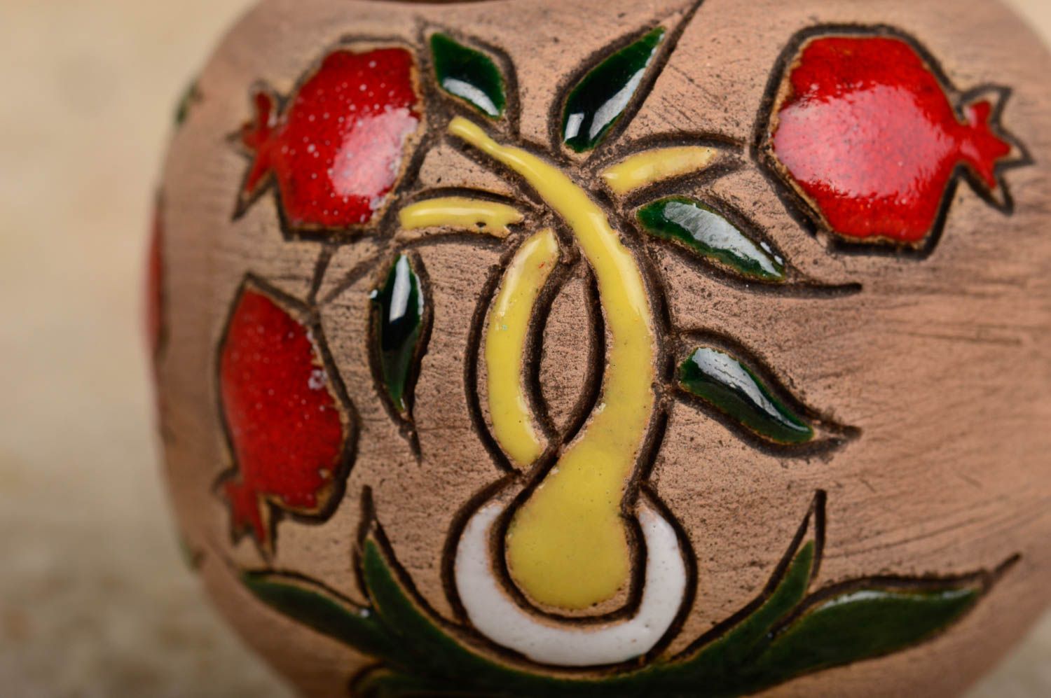 Шкатулка ручной работы керамический сувенир авторская керамика гранатовое древо фото 4