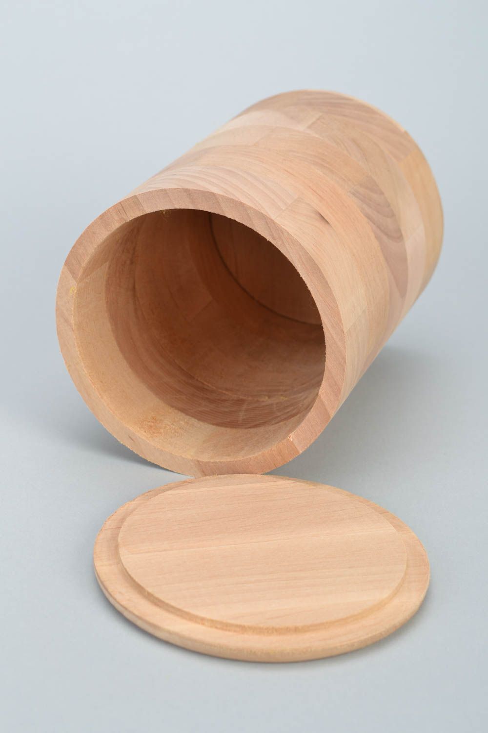 Behälter aus Holz Rohling für Decoupage oder Bemalung aus Erlenholz rund groß  foto 4