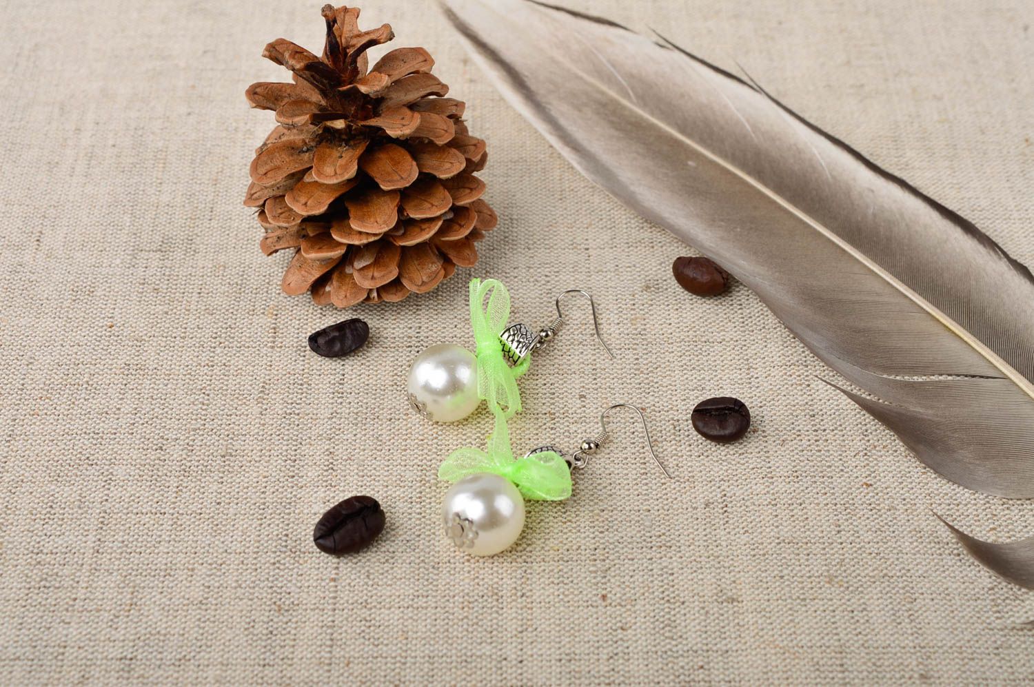 Handmade festive beaded earrings unusual designer stylish earings trendy jewelry photo 1
