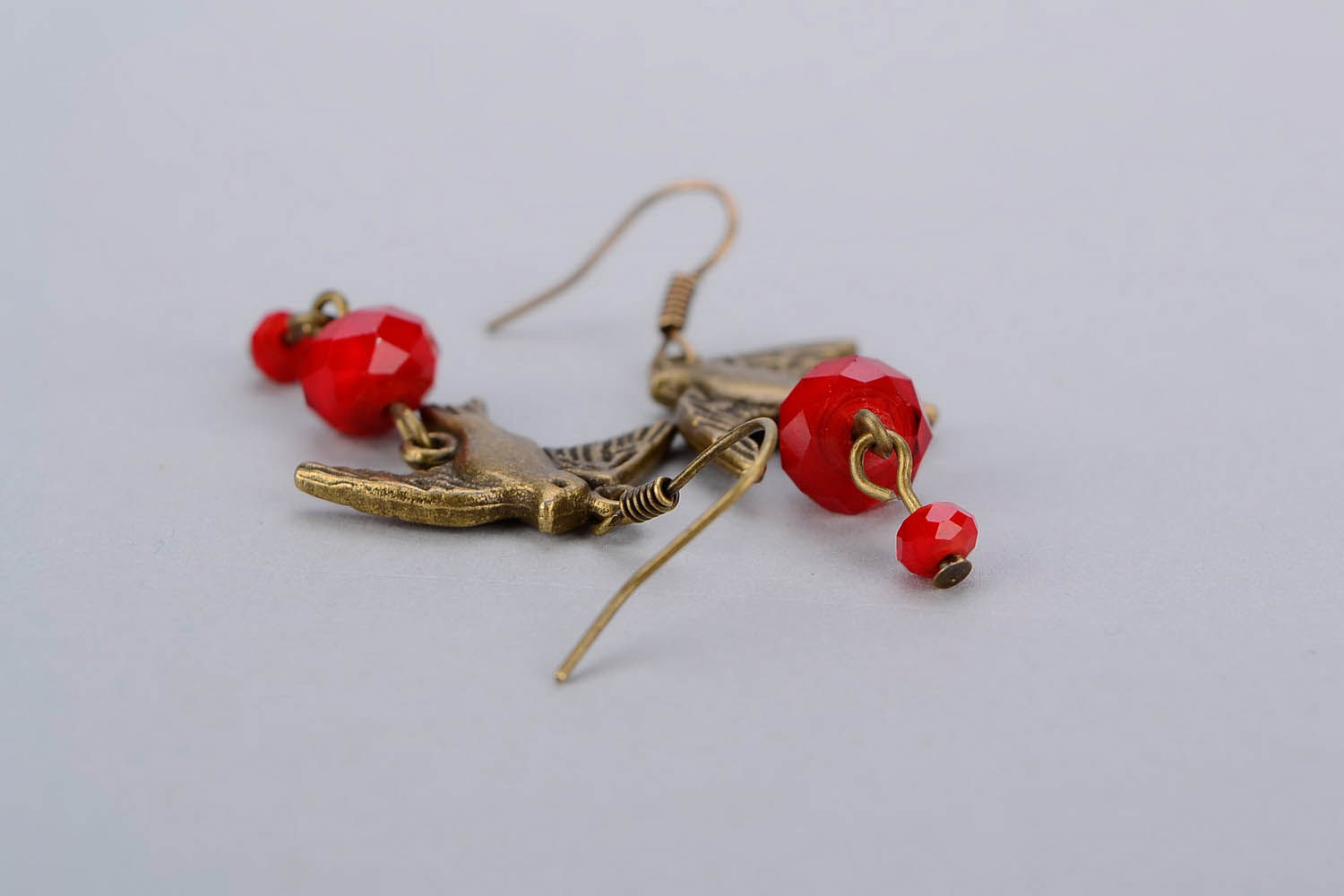 Earrings with Czech crystal Swallows photo 3
