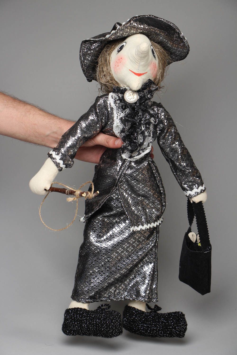 Künstlerische Puppe aus Textil Dame im gewissen Alter  foto 4