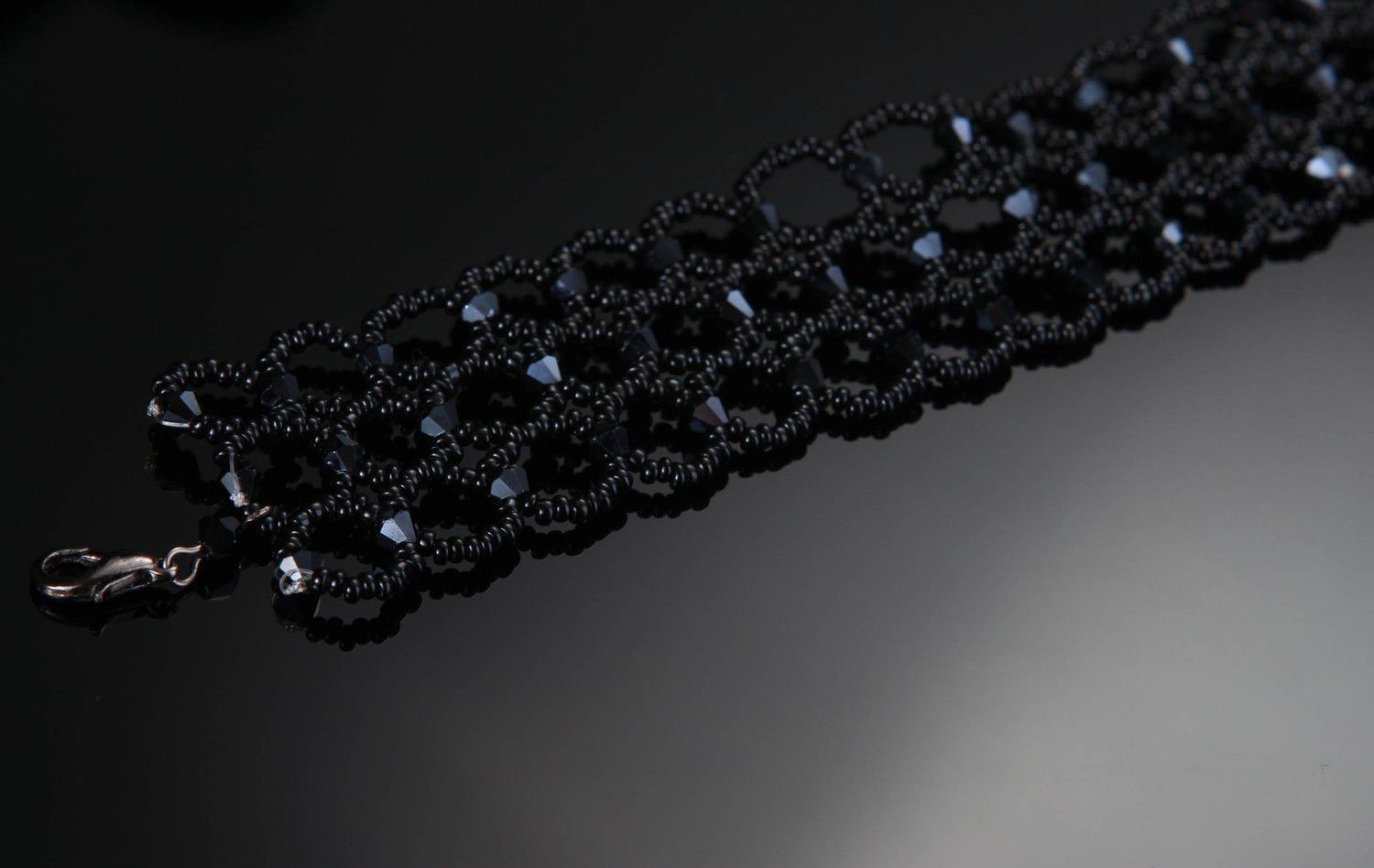 Bracelet en perles de rocaille tchèques noir photo 3