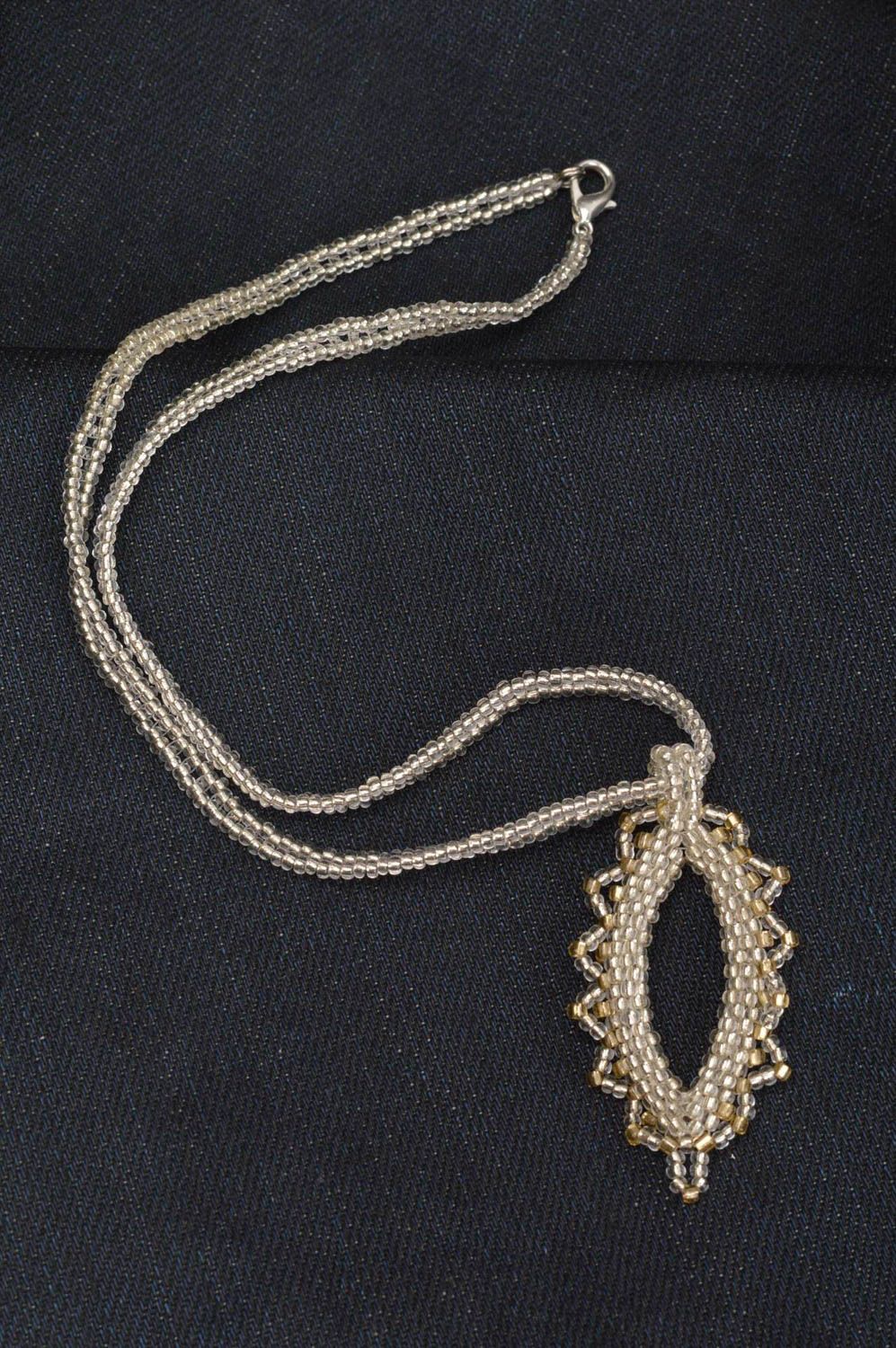 Designer accessories handmade pendant stylish bijouterie woven necklace photo 2