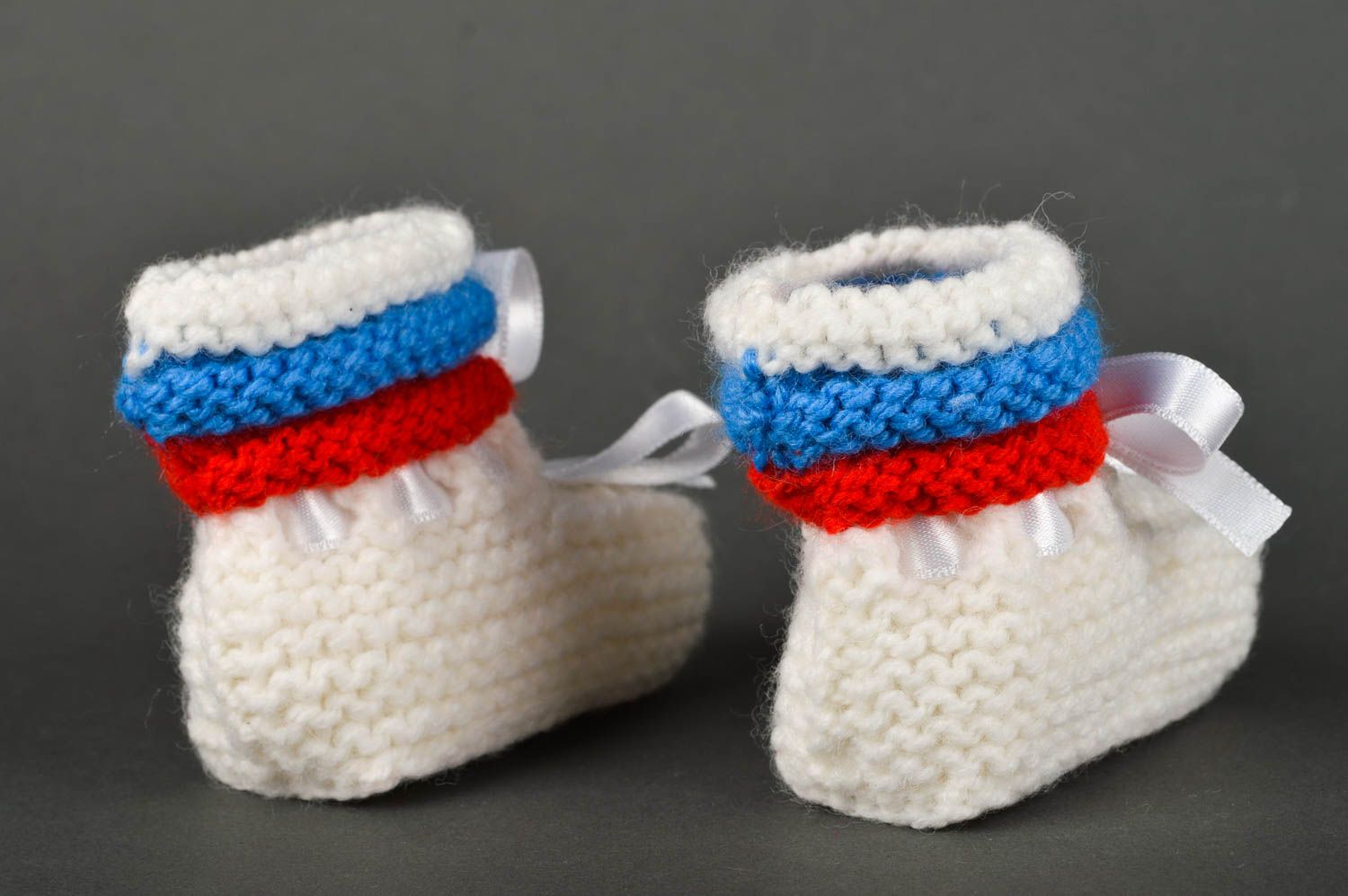 Chaussons bébé au crochet faits main Chaussures bébé chauds blancs Vêtement bébé photo 5