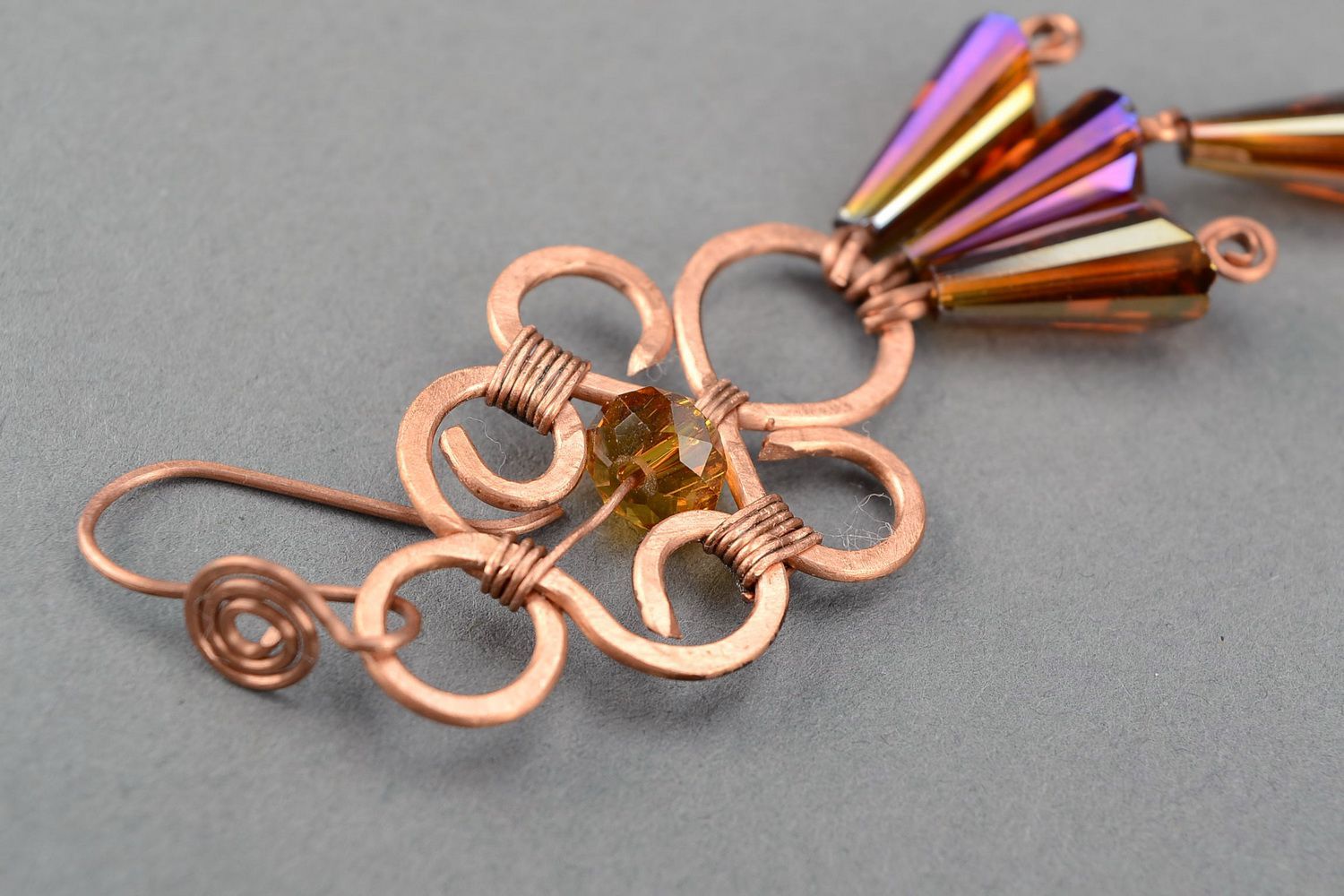 Earrings made from copper and Czech glass photo 4