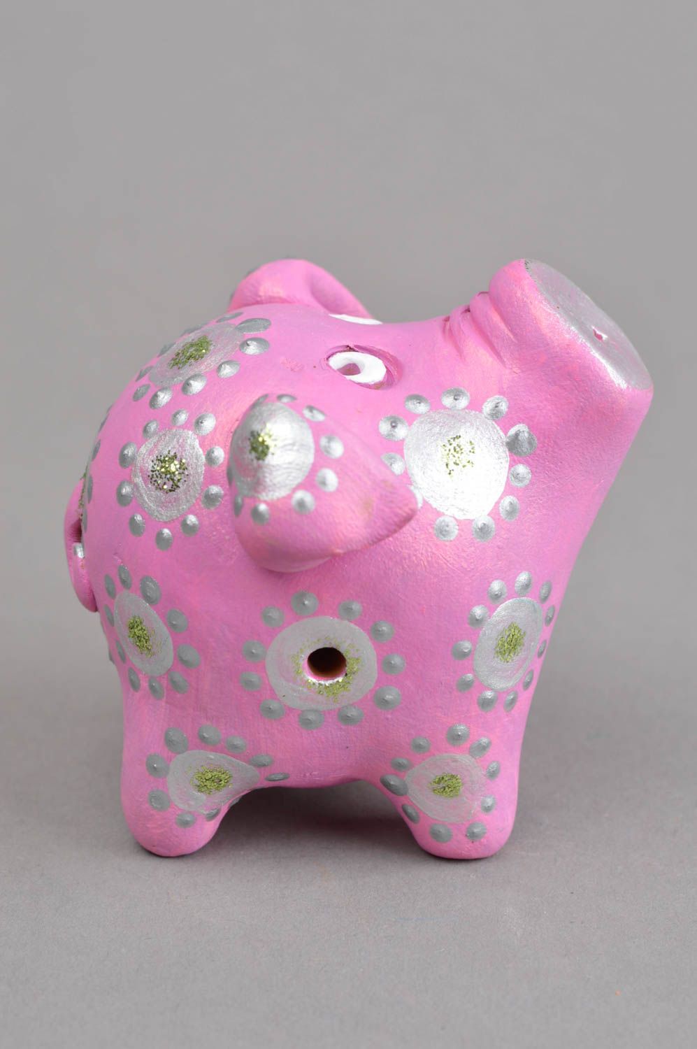 Sifflet jouet fait main Instrument de musique céramique Figurine cochon photo 3
