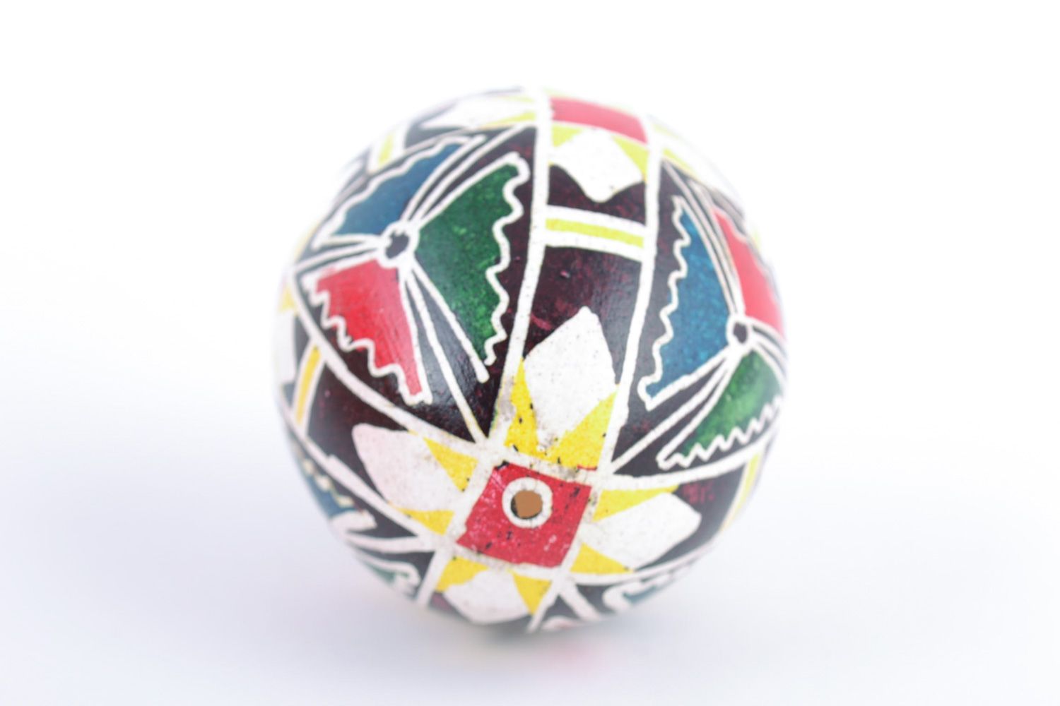 Handmade colorful egg painted with acrylics with geometric ornaments Easter decor photo 5