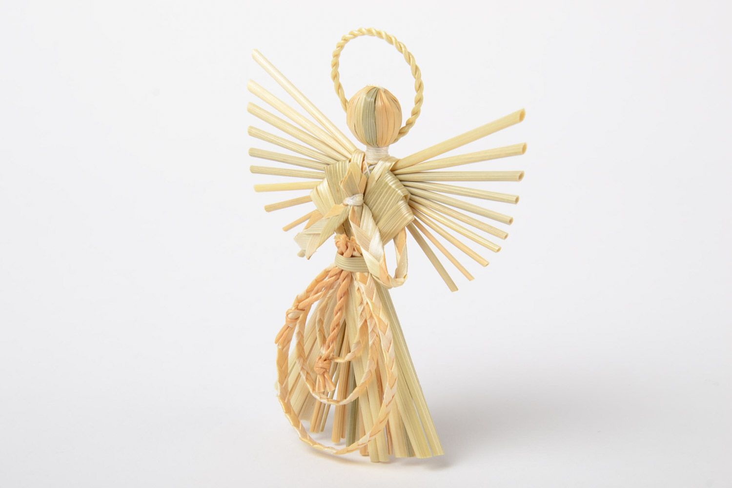 Schöner handmade Interieur Anhänger Engel aus Stroh Amulett für Zuhause  foto 2