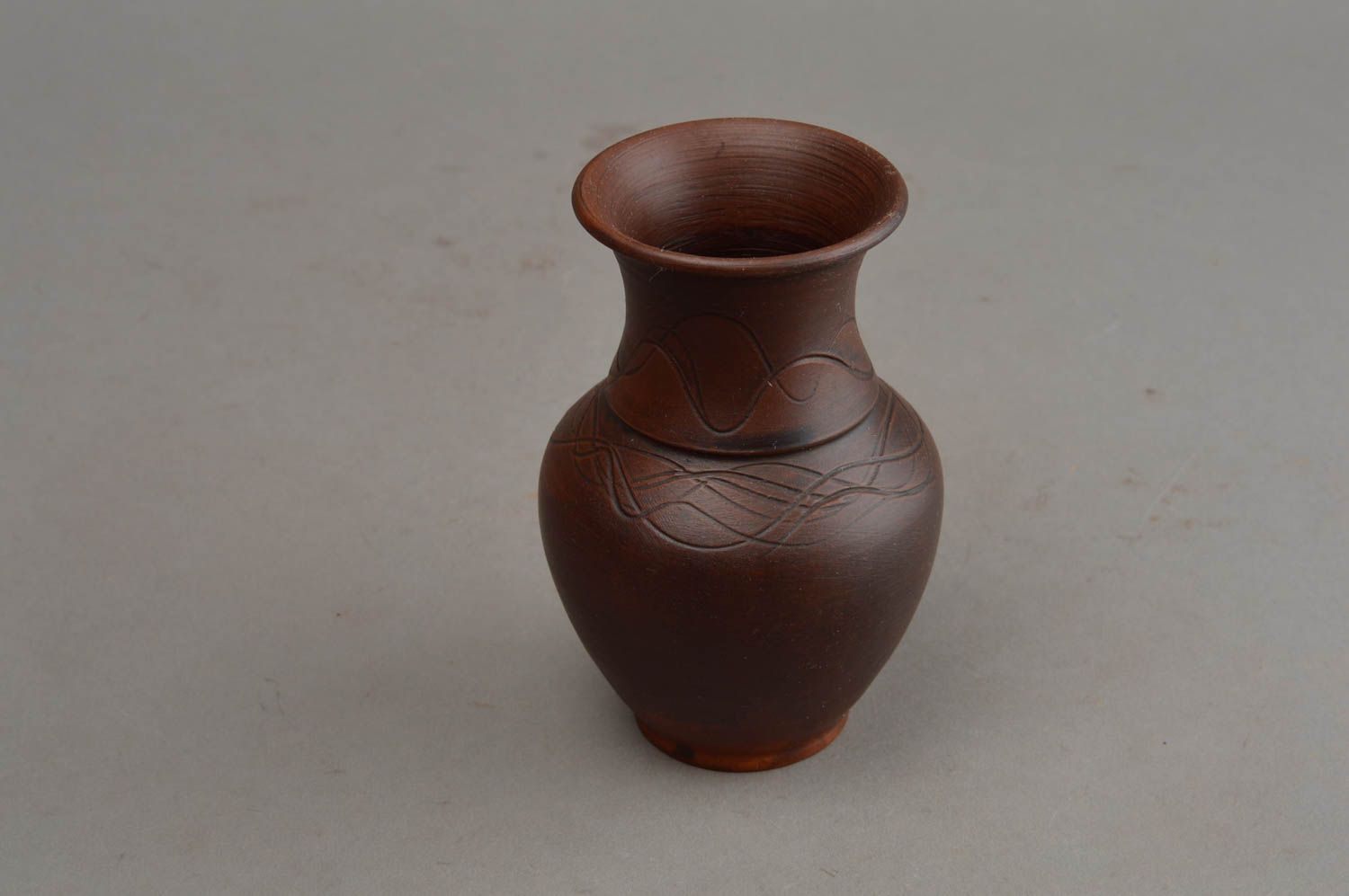 5 inches handmade brown pitcher vase in classic style 0,41 lb photo 8