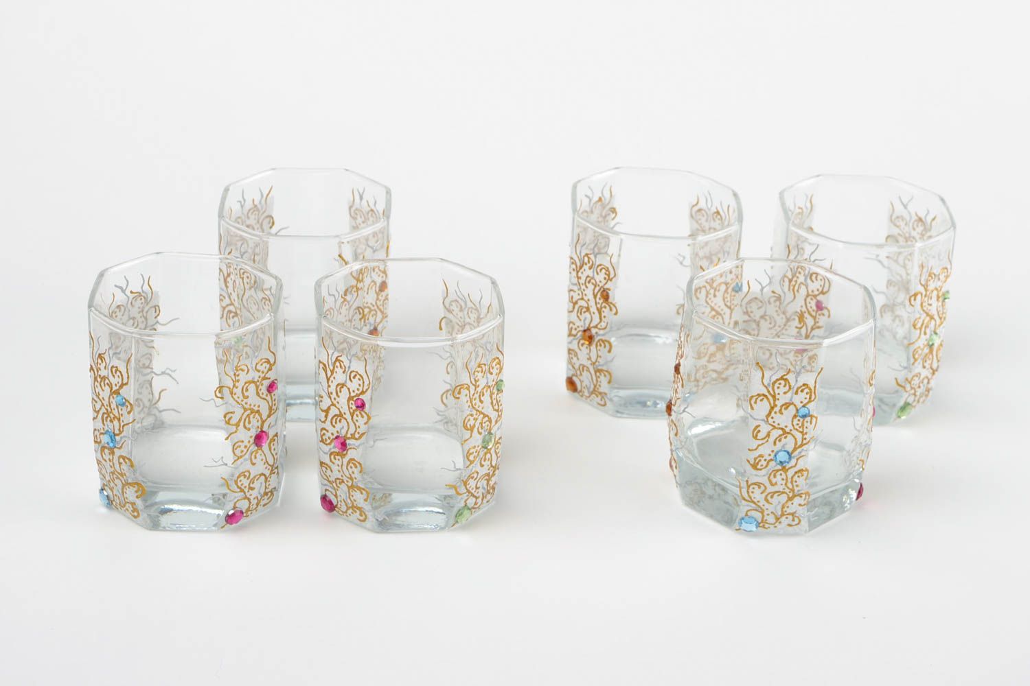 Set of handmade glasses stylish kitchen ware glasses for wine 6 pieces 330 ml photo 4