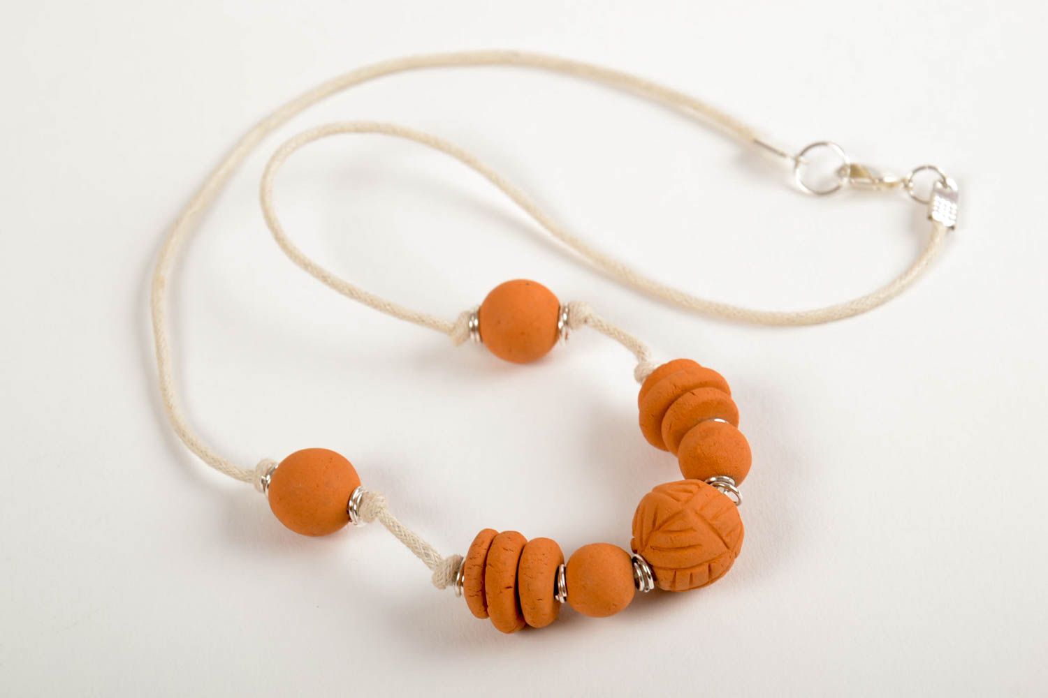 Handmade vintage necklace ceramic jewelry clay pendant eco friendly accessories photo 3