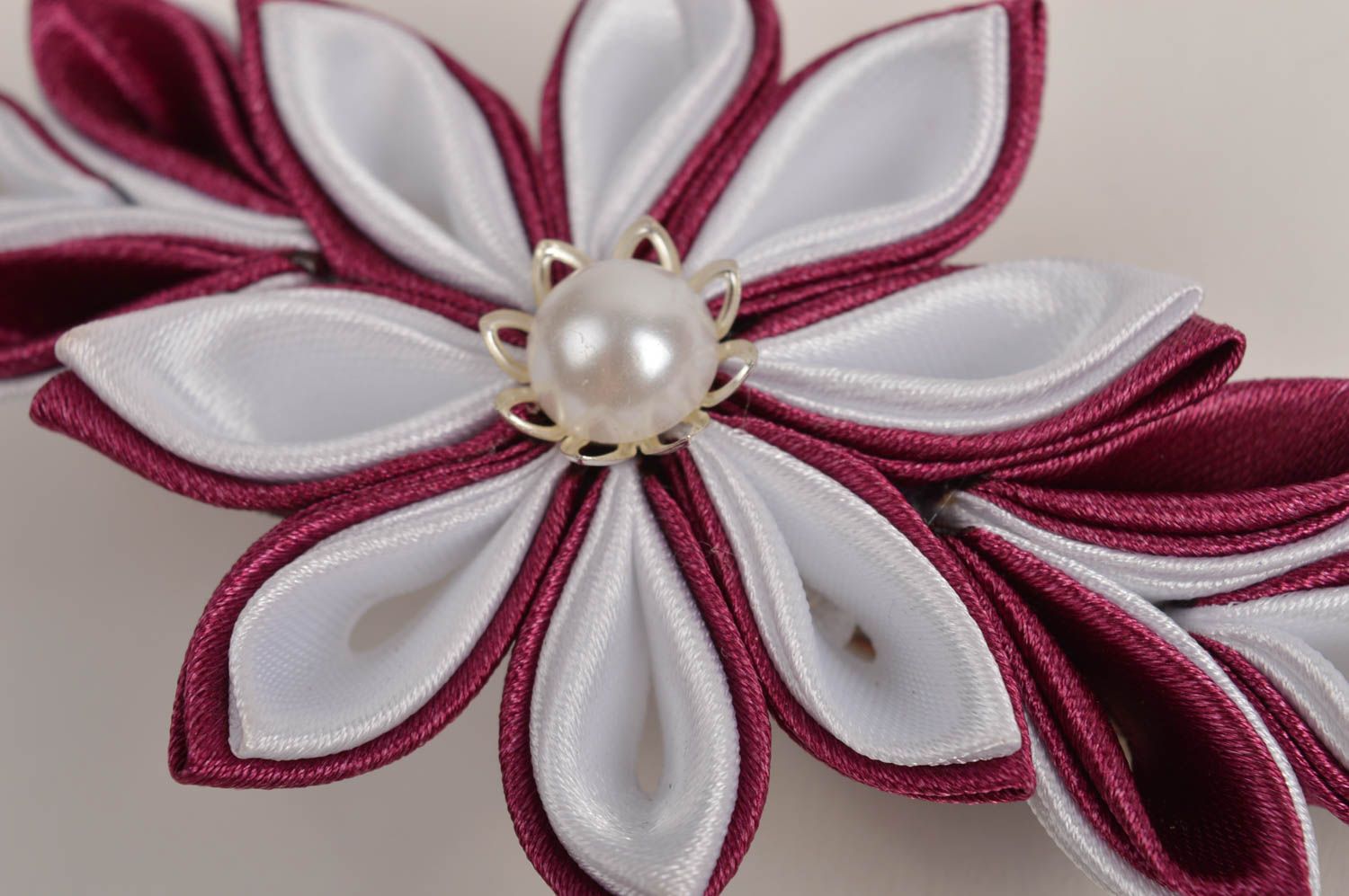 Unusual handmade textile barrette flower hair clip cute hair ornaments photo 4