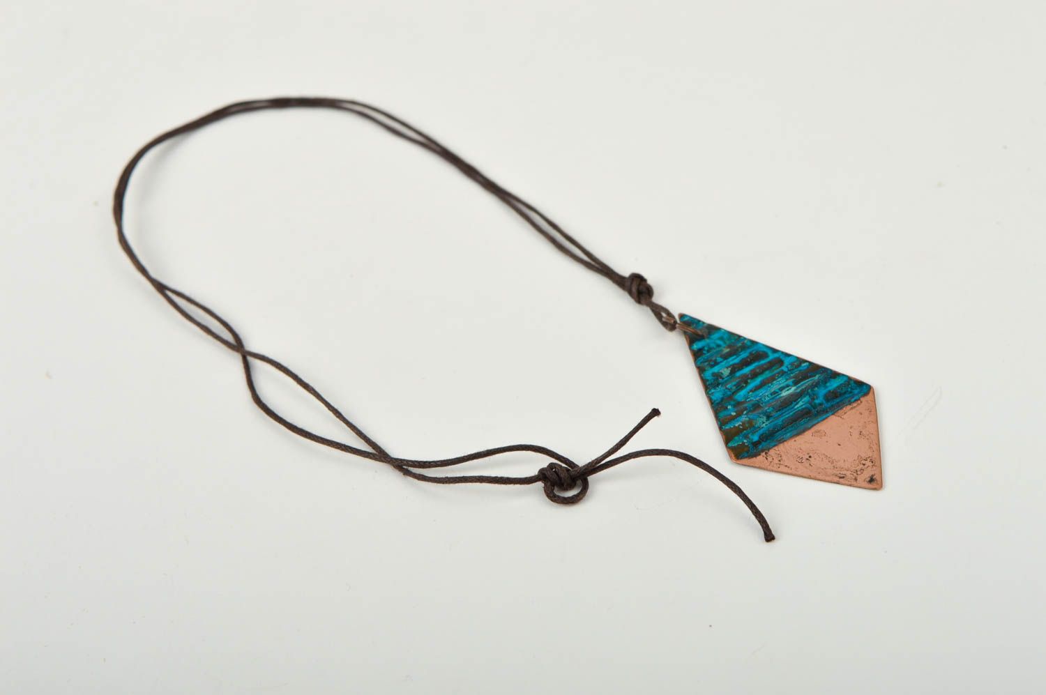 Handmade Kupfer Anhänger Drachen Designer Schmuck Accessoire für Frauen blau foto 4