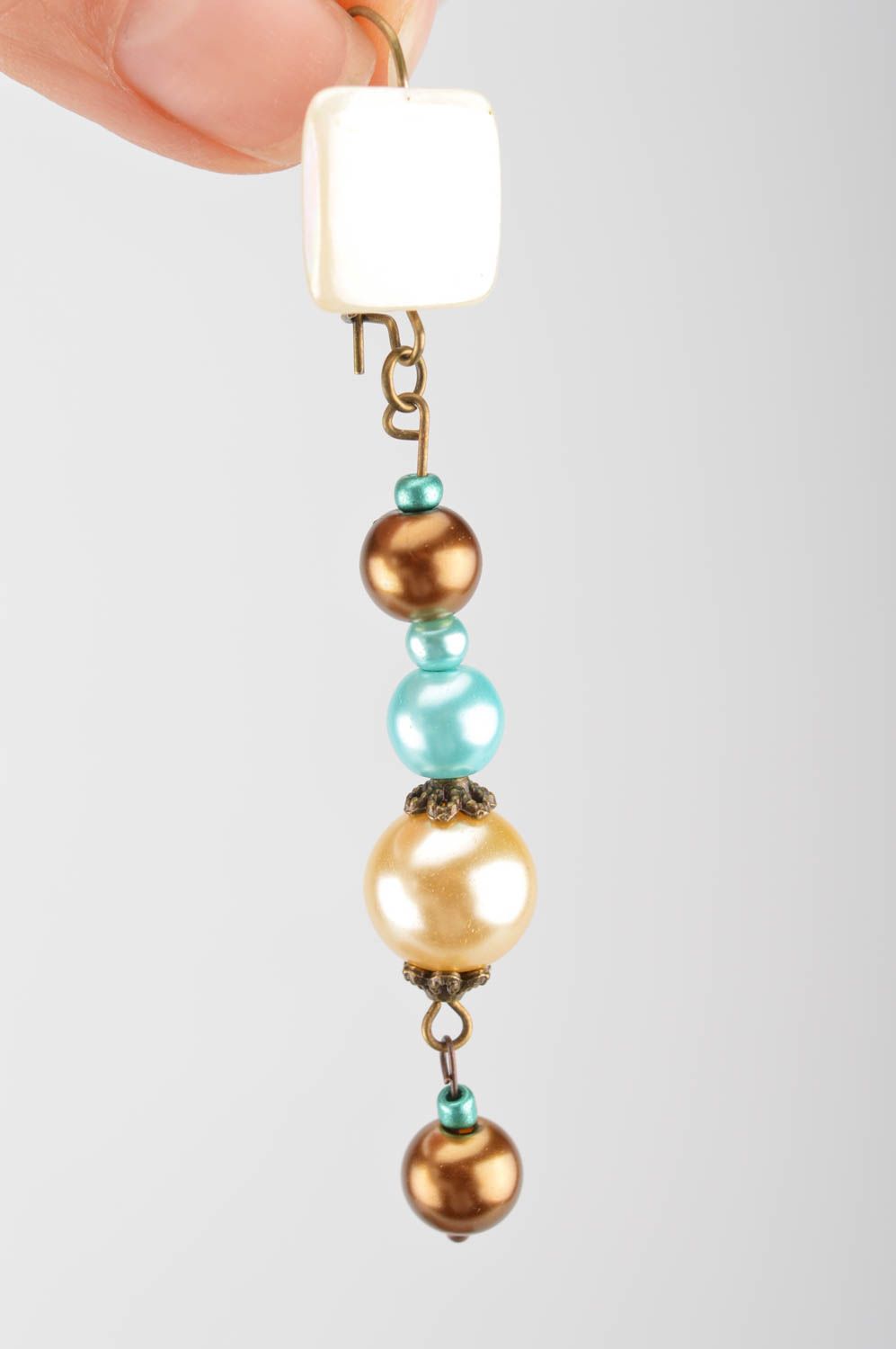 Beautiful long handmade designer earrings with colorful beads  photo 3