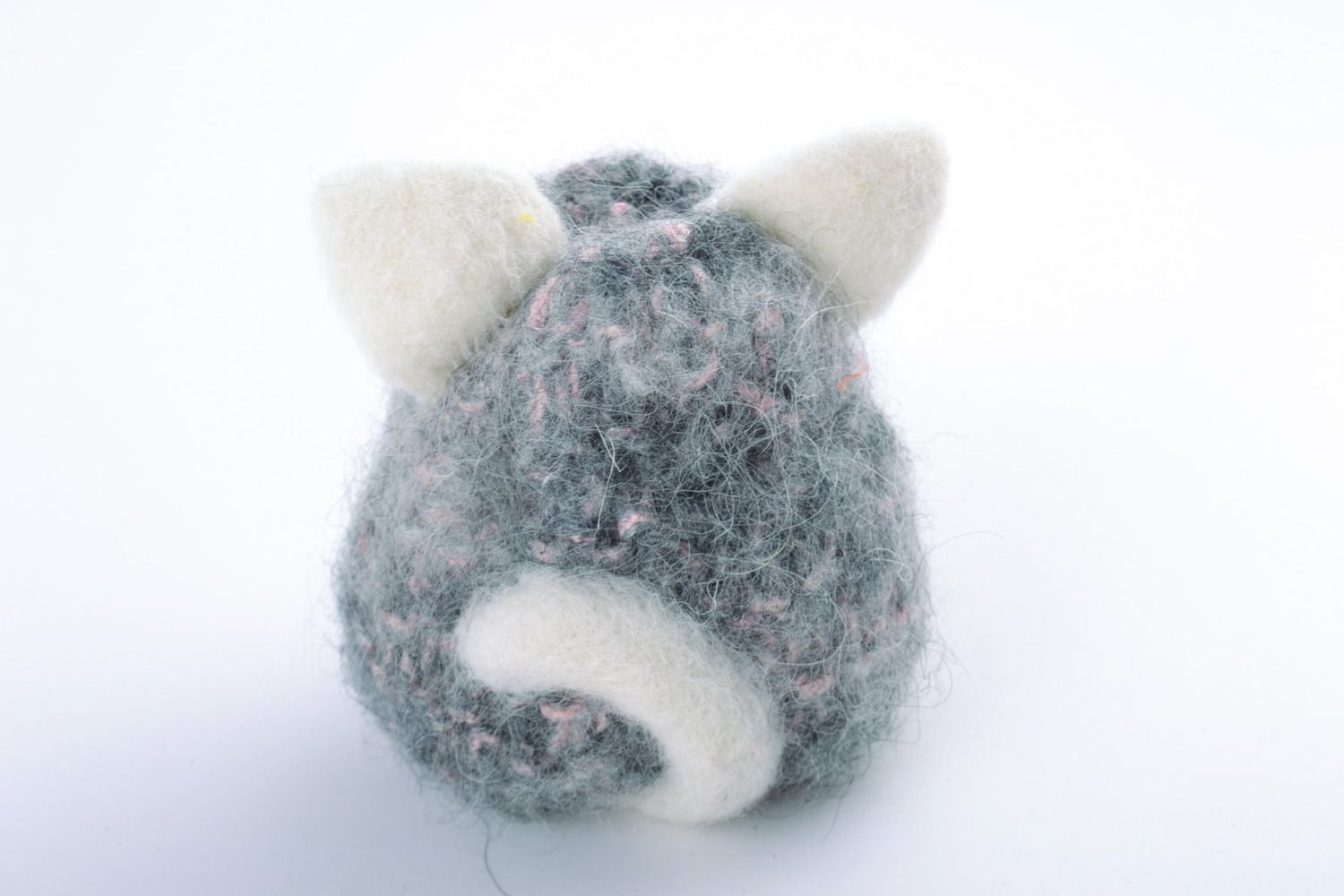 Poupée en laine Chat faite main grise petite originale cadeau pour enfant photo 4