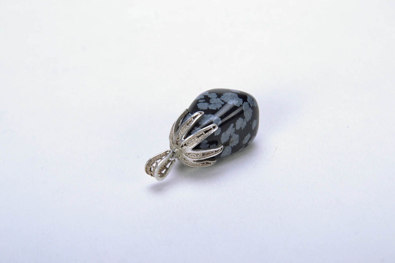 Silver pendant with obsidian photo 3