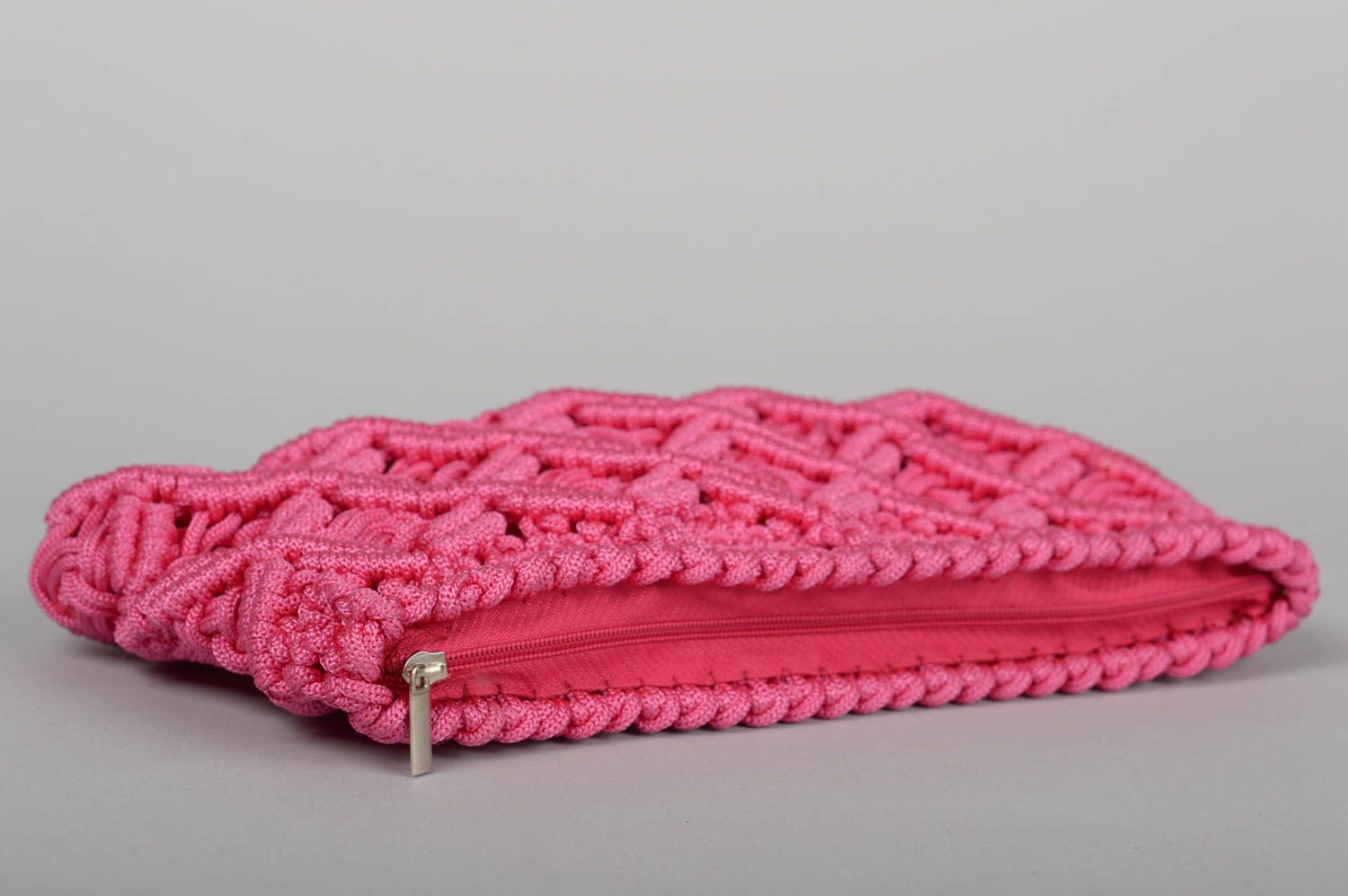 Сумка ручной работы сумочка клатч женская сумка розовая в технике макраме фото 4