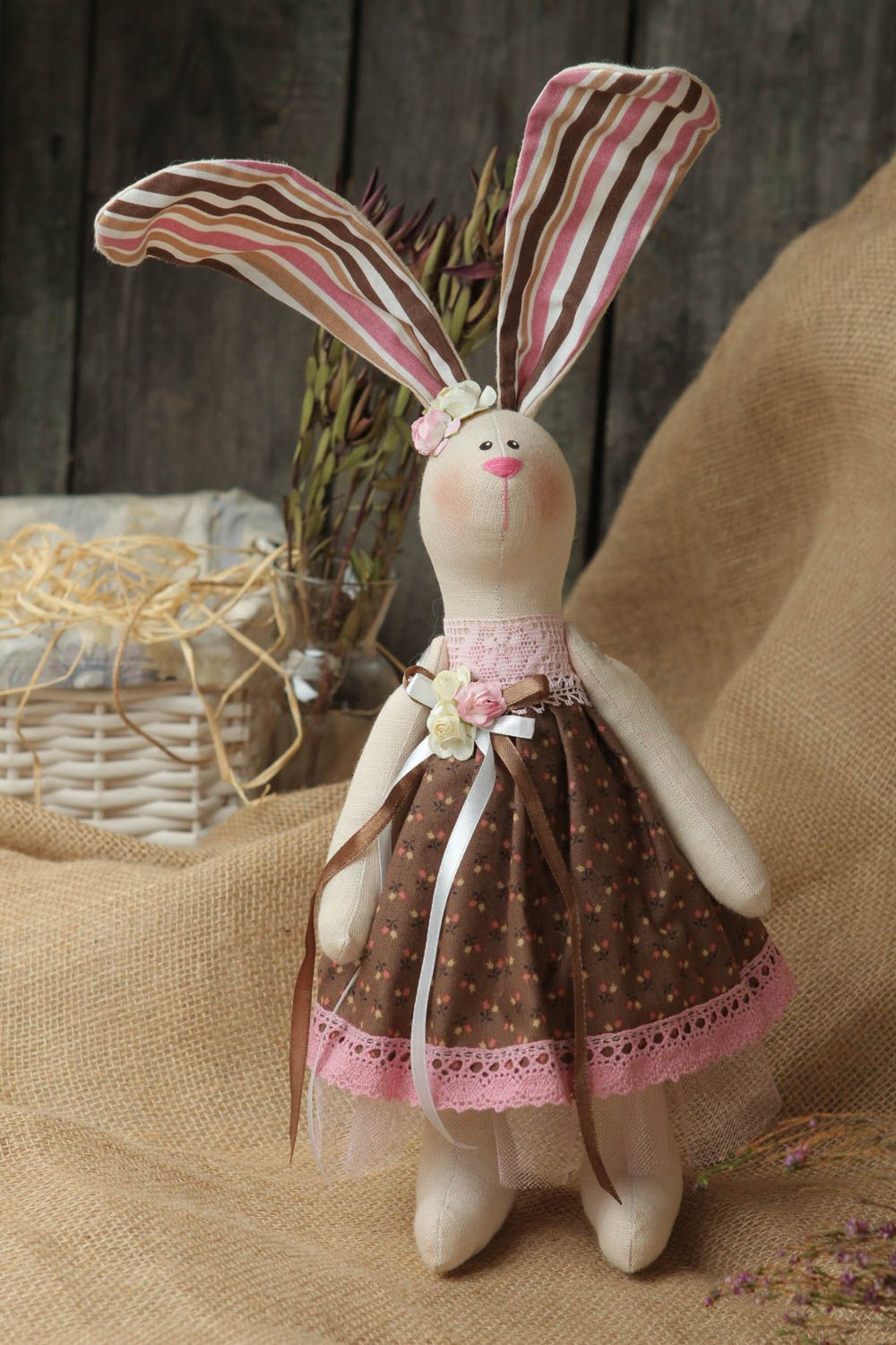 Juguete de tela conejo artesanal accesorio para decoracion elemento decorativo foto 1