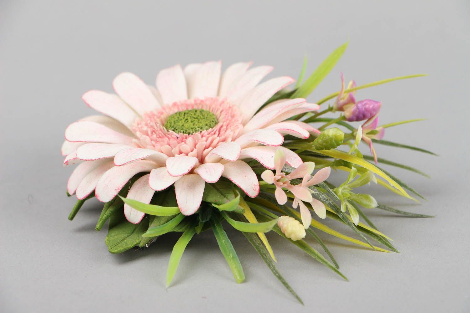 Handmade Haarklemme mit Blume Gerbera foto 2