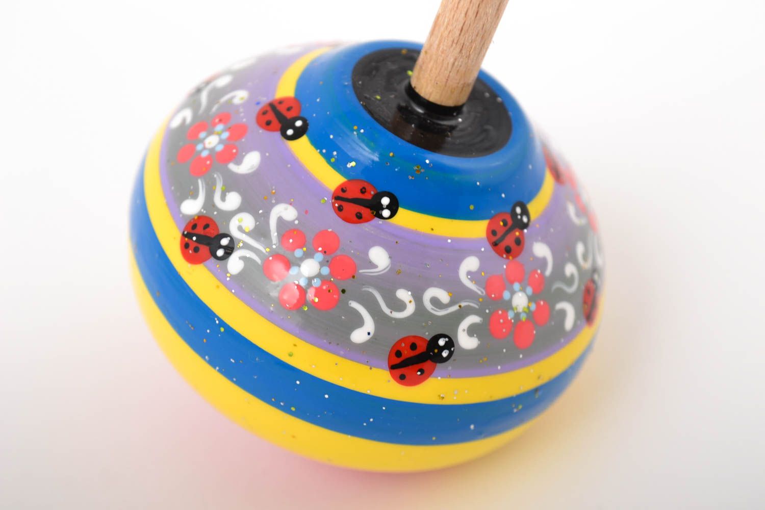 Trompo de madera hecho a mano juguete para niños original regalo personalizado foto 5