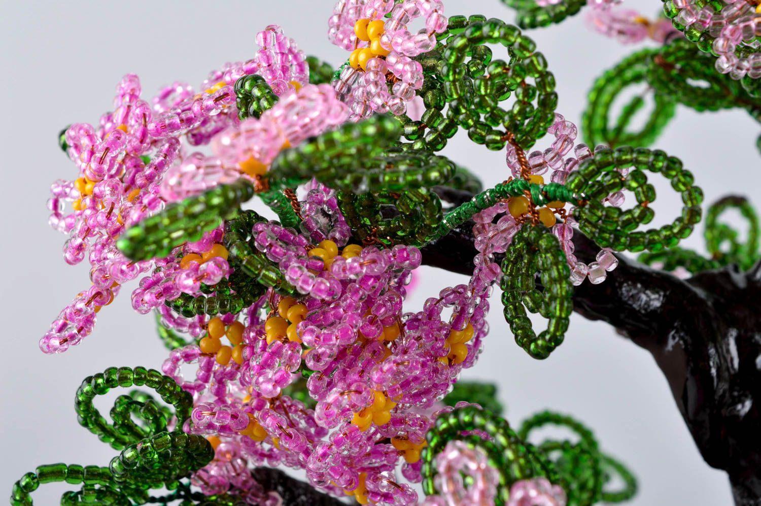 Arbre perles de rocaille fait main Arbre miniature Fleurs roses Déco maison photo 4