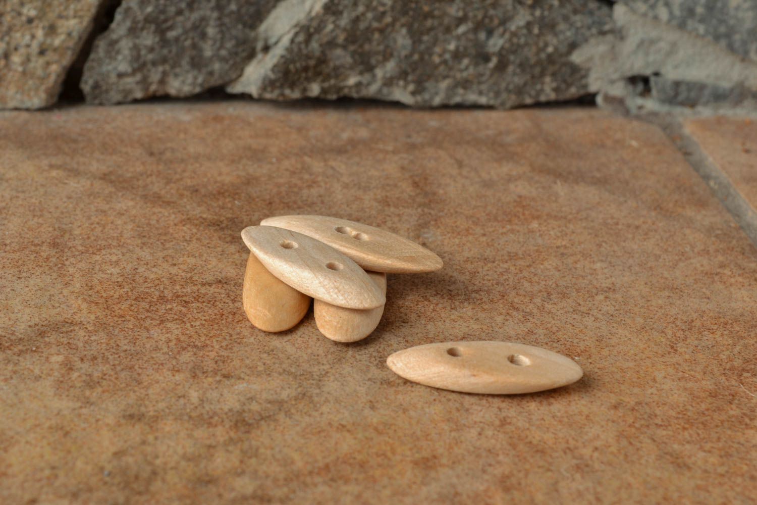 Set of long wooden buttons photo 5