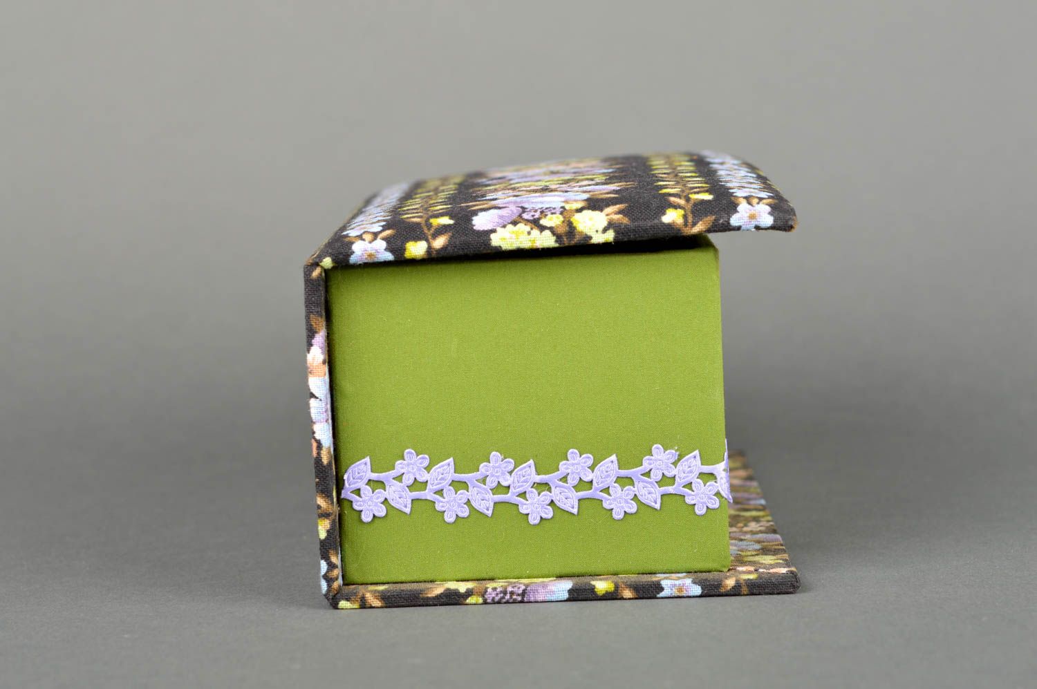 Handmade Schmuck Aufbewahrung grüne Schatulle aus Holz Geschenk für Frauen foto 3
