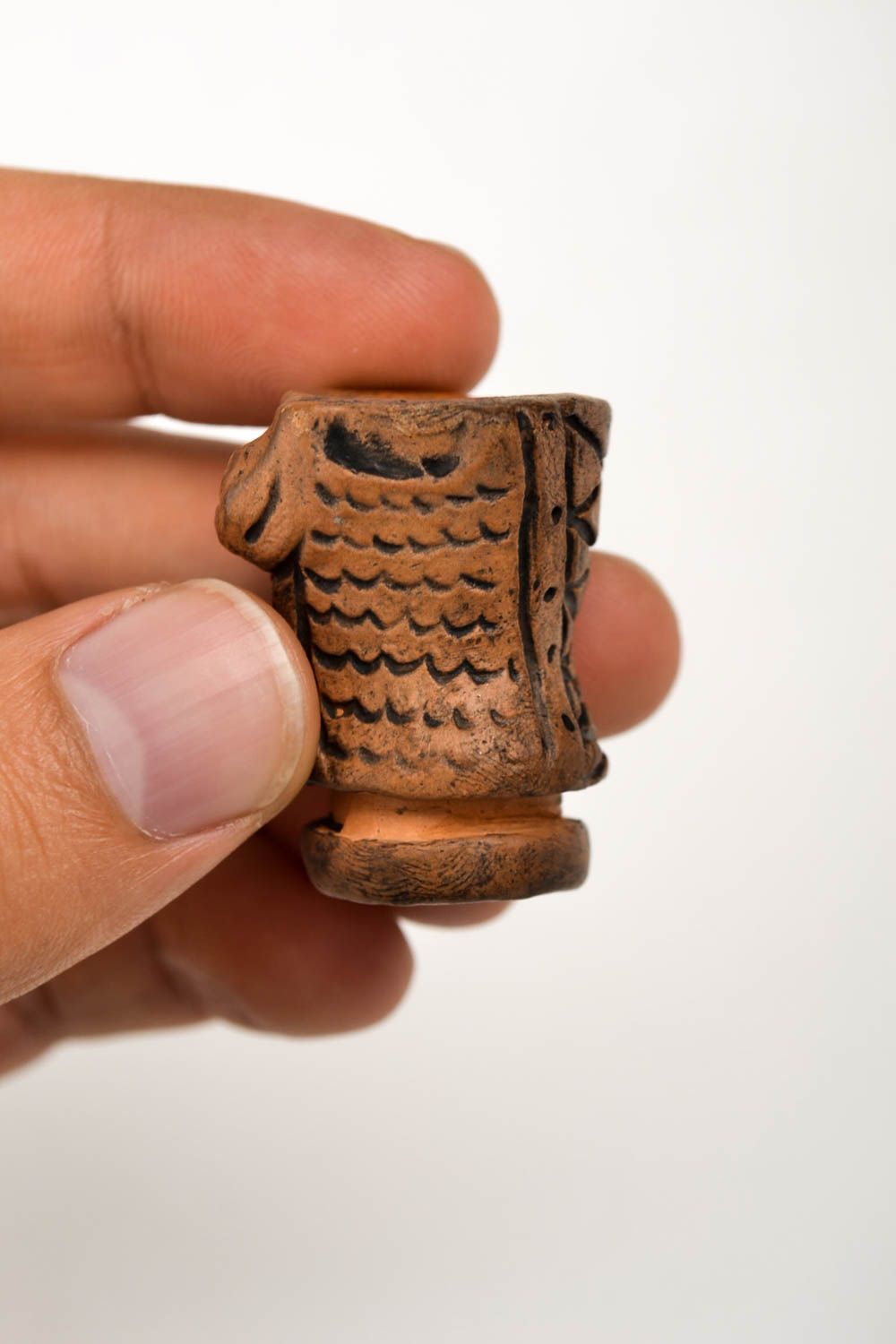 Курительная принадлежность ручной работы керамический сувенир изделие из глины фото 2